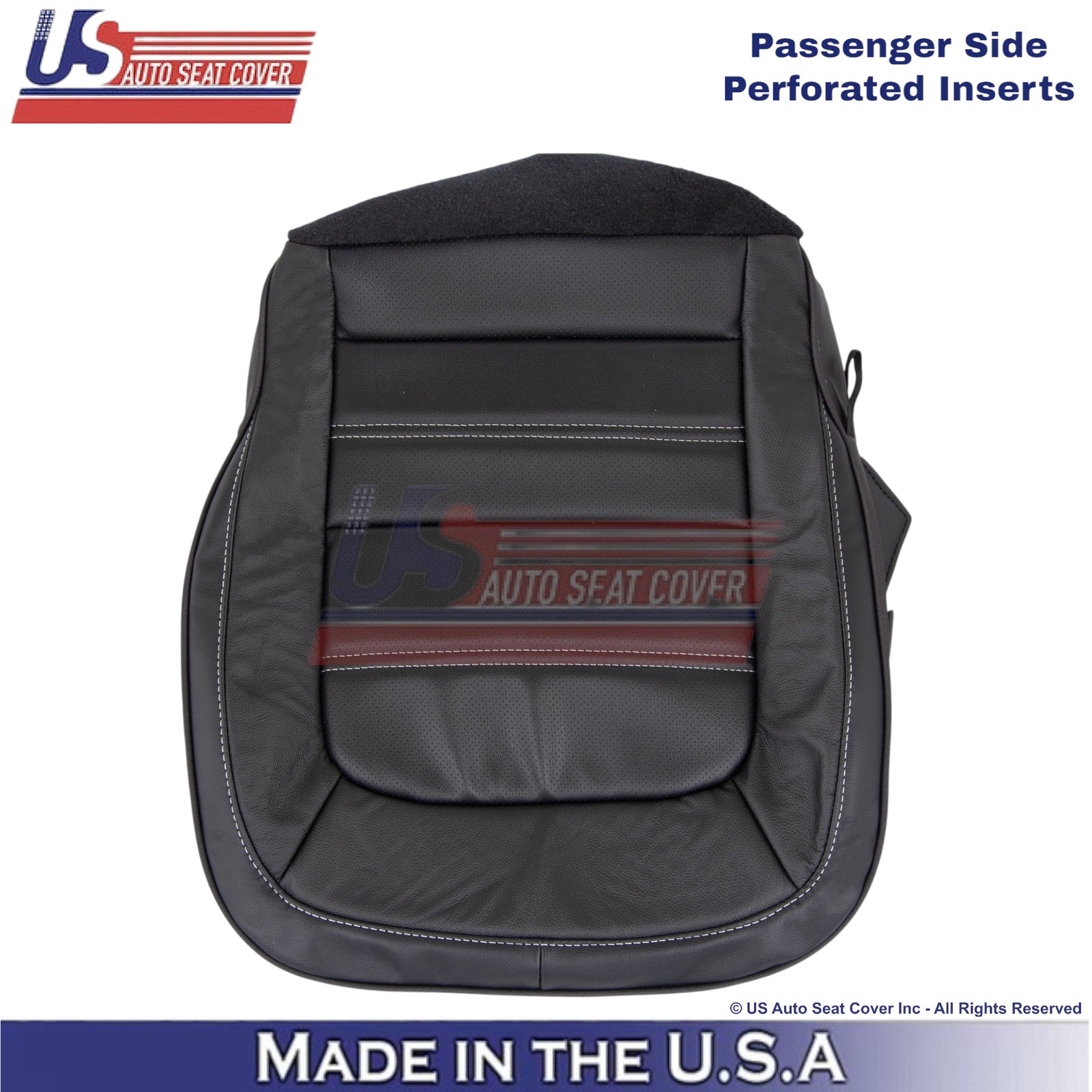 2015-2022 For GMC Canyon Denali Leather Passenger Bottom Seat Cover Jet Black