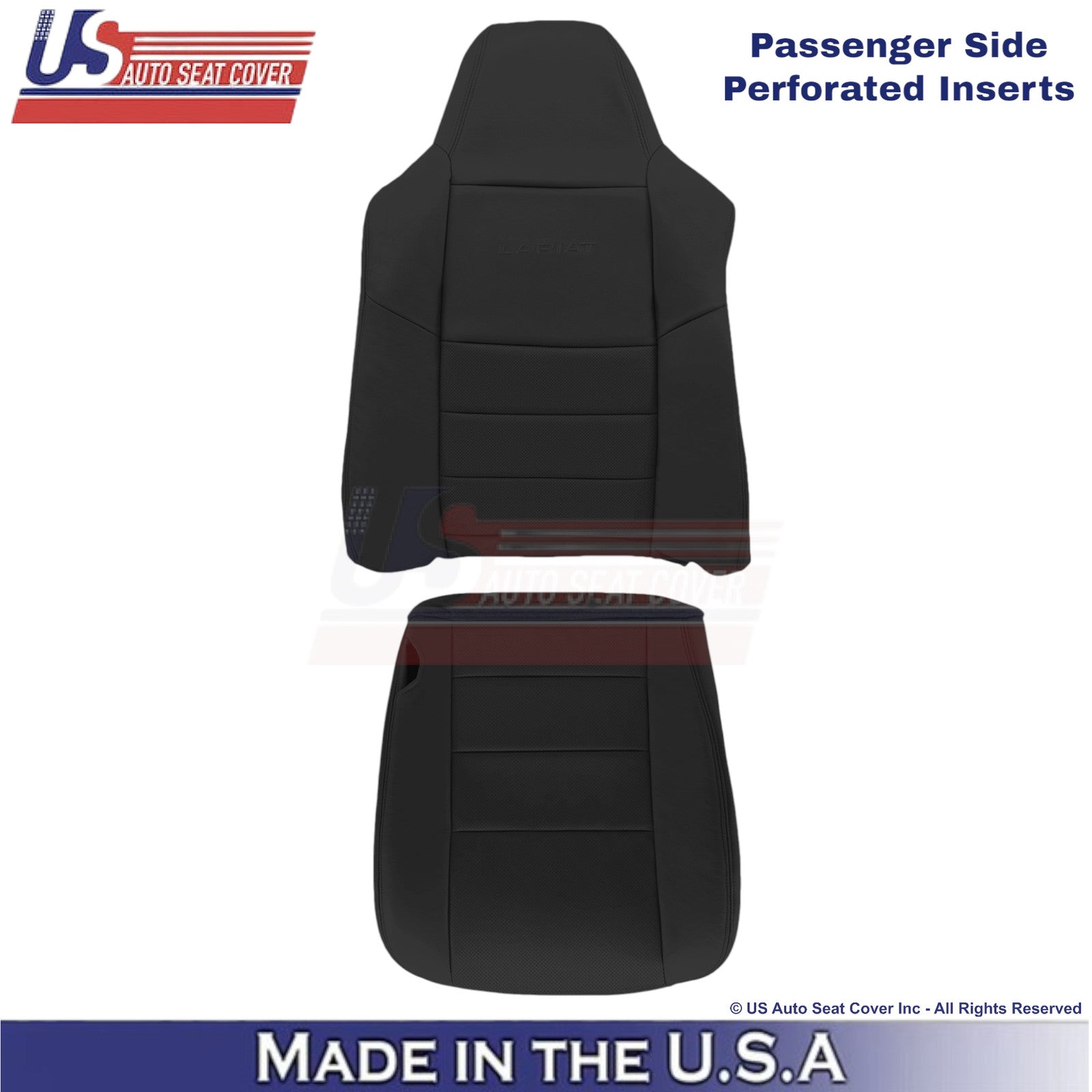 2004-2007 For Ford F250 F350 Lariat Leather Perf Passenger Side Covers Black