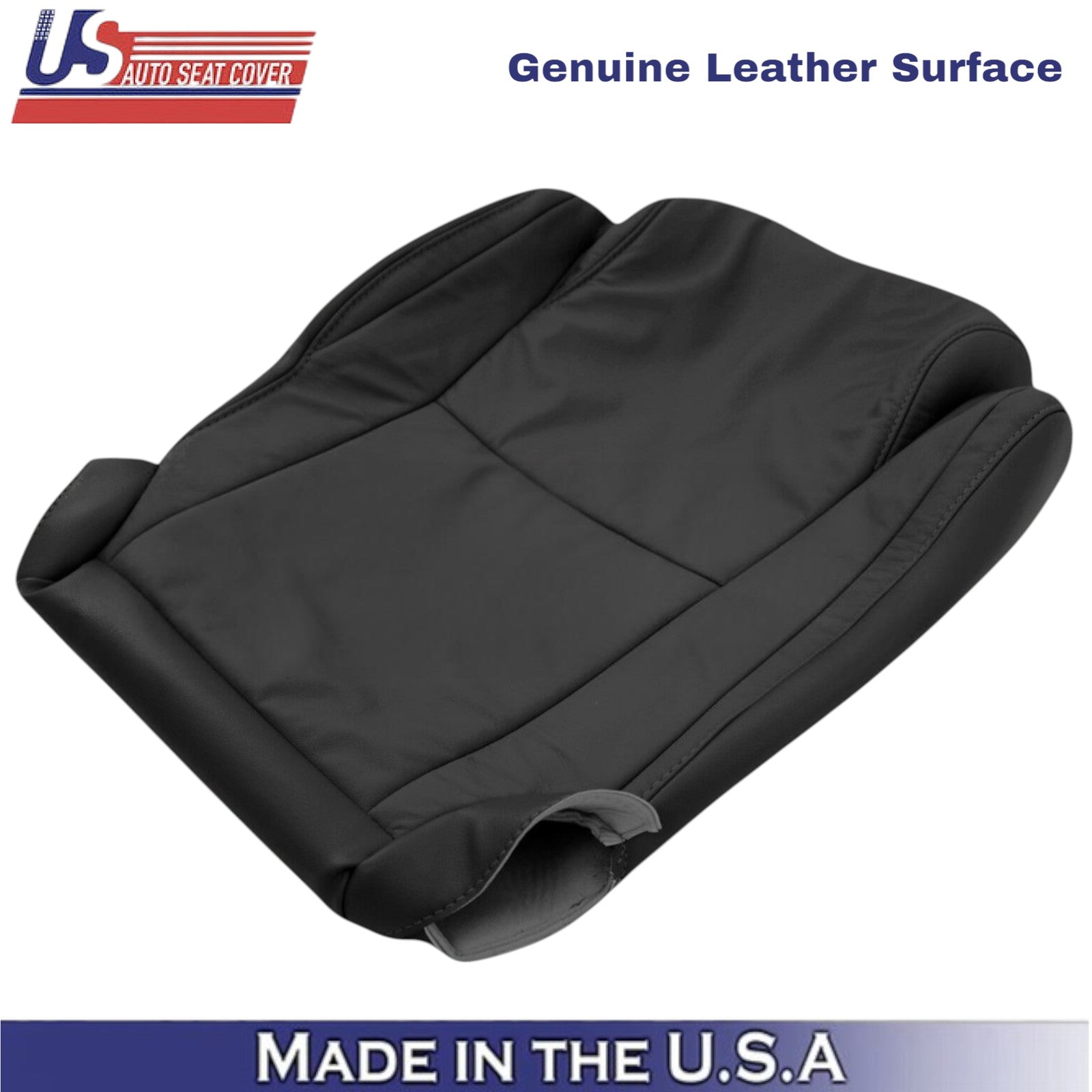 2007-2013 For Toyota Tundra Genuine Leather Driver Bottom Seat Cover Black