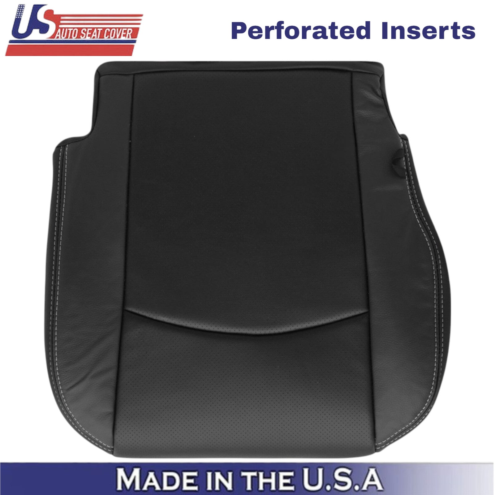 2013-2018 For Dodge Ram 2500 Leather Passenger Bottom Cover Black w/ White Stch
