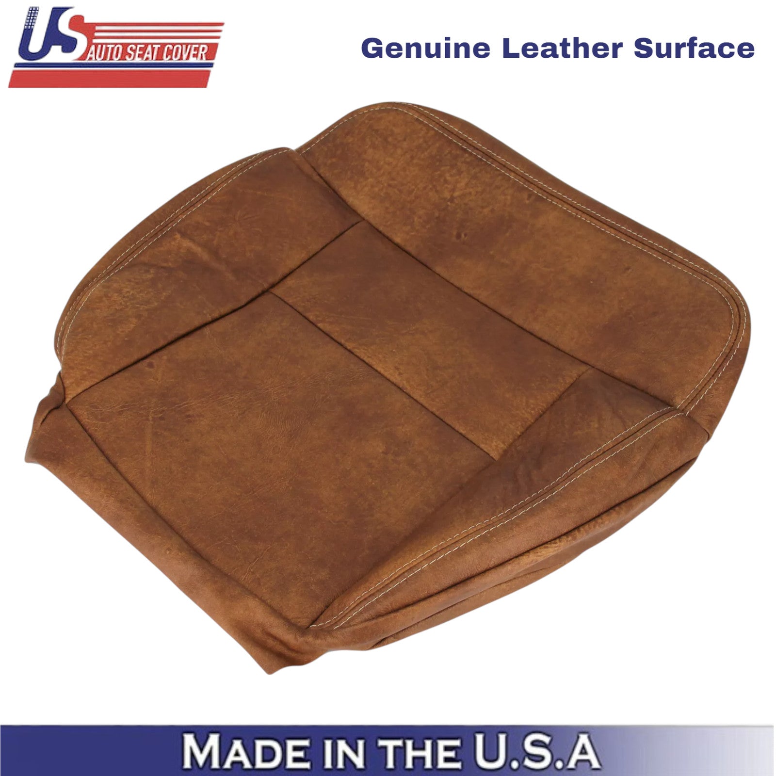 2004-2008 For Ford F-150 King Ranch Leather Driver Bottom Seat Cover Brown
