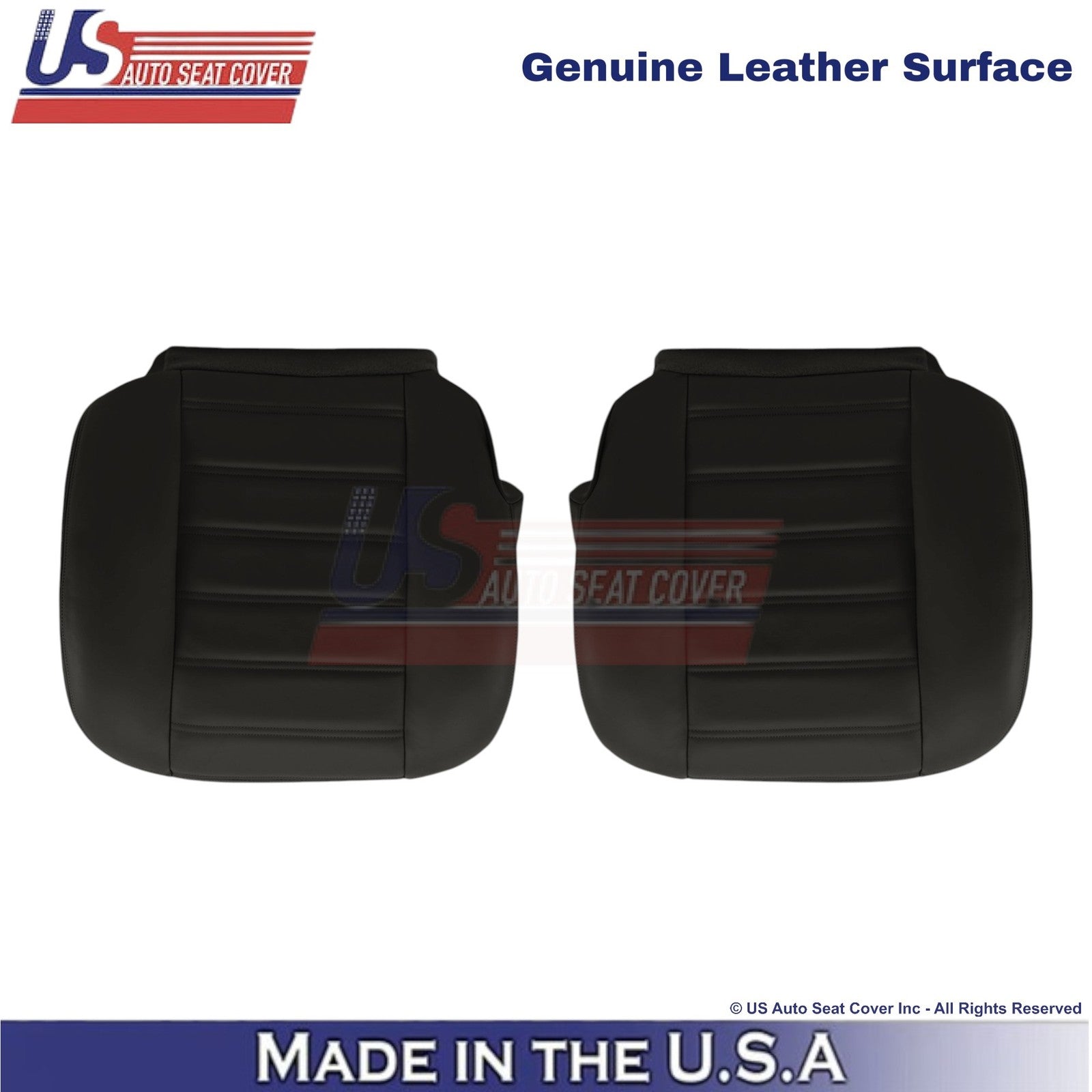 2003-2007 For Hummer H2 Genuine Leather Front Bottom Seat Covers Ebony Black