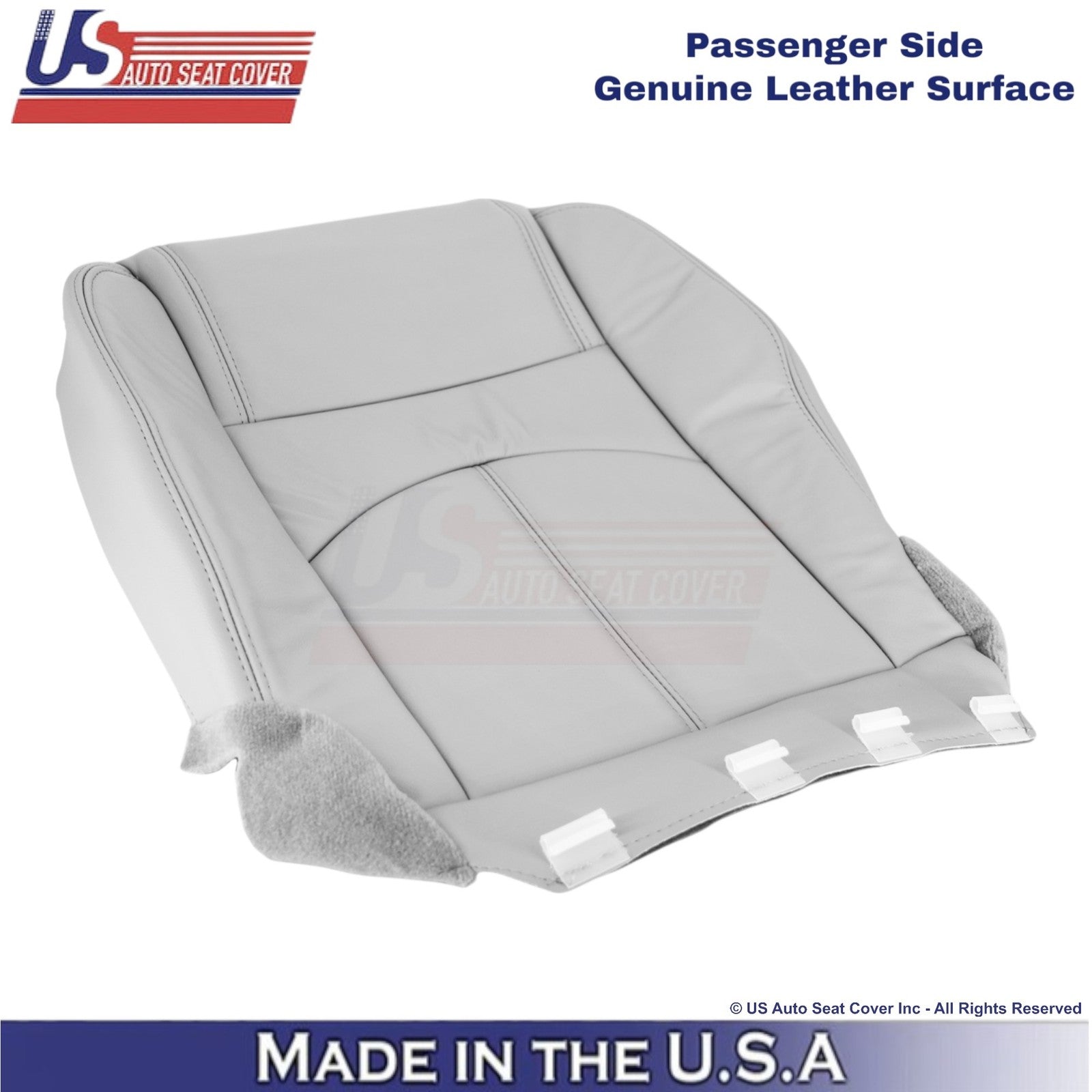 2013-2017 Fits Chevy Traverse Genuine Leather Passenger Bottom Seat Cover Gray