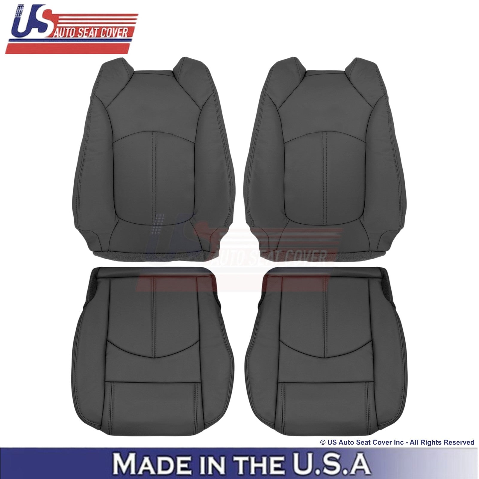 2013-2016 Fits GMC Acadia Leatherette Front Replacement Seat Covers Ebony Black