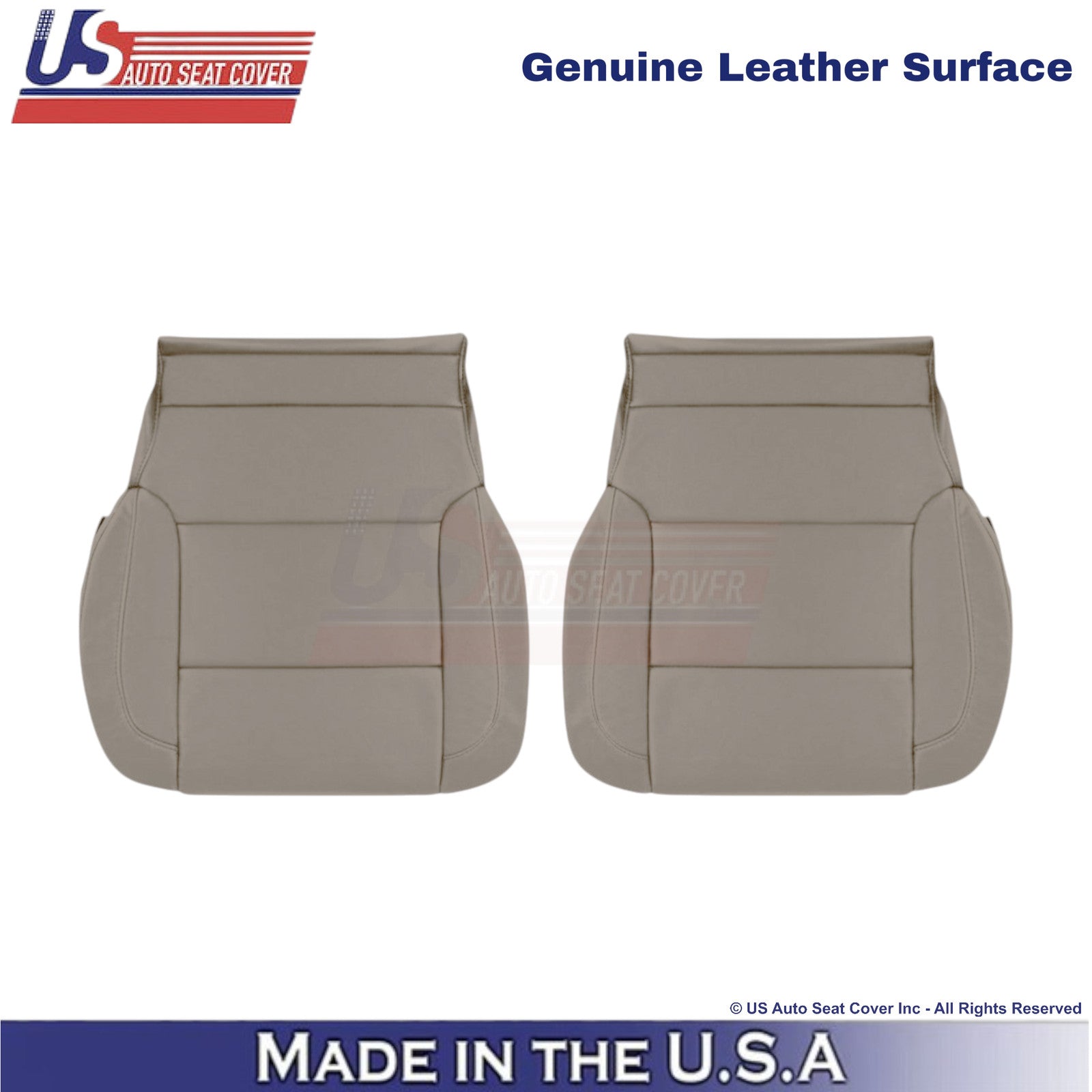 2014-2019 For Chevy Silverado 1500 LT Genuine Leather Front Bottom Covers Dune