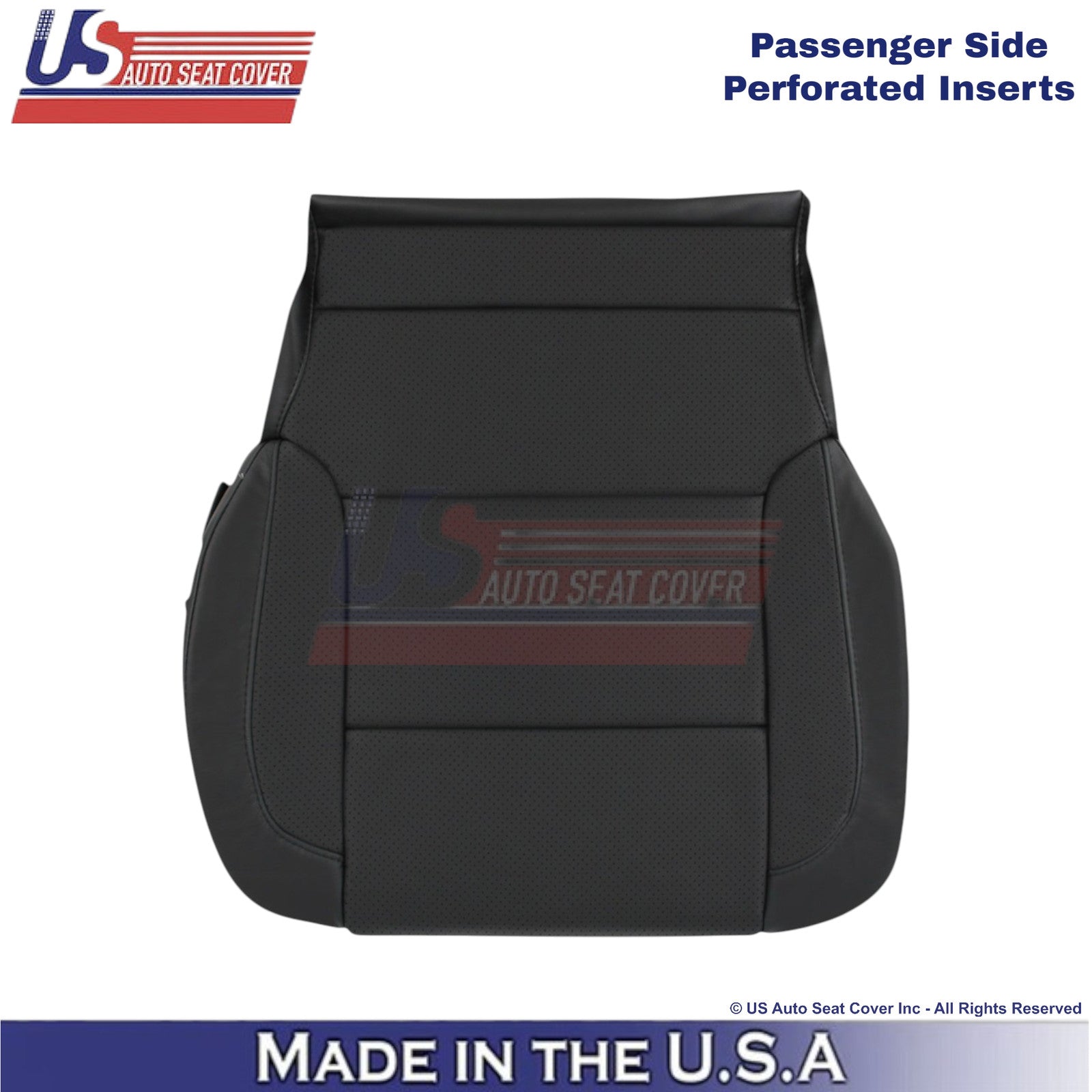 2014-2019 For Chevy Silverado 1500 Leatherette Perf Passenger Bottom Cover Black