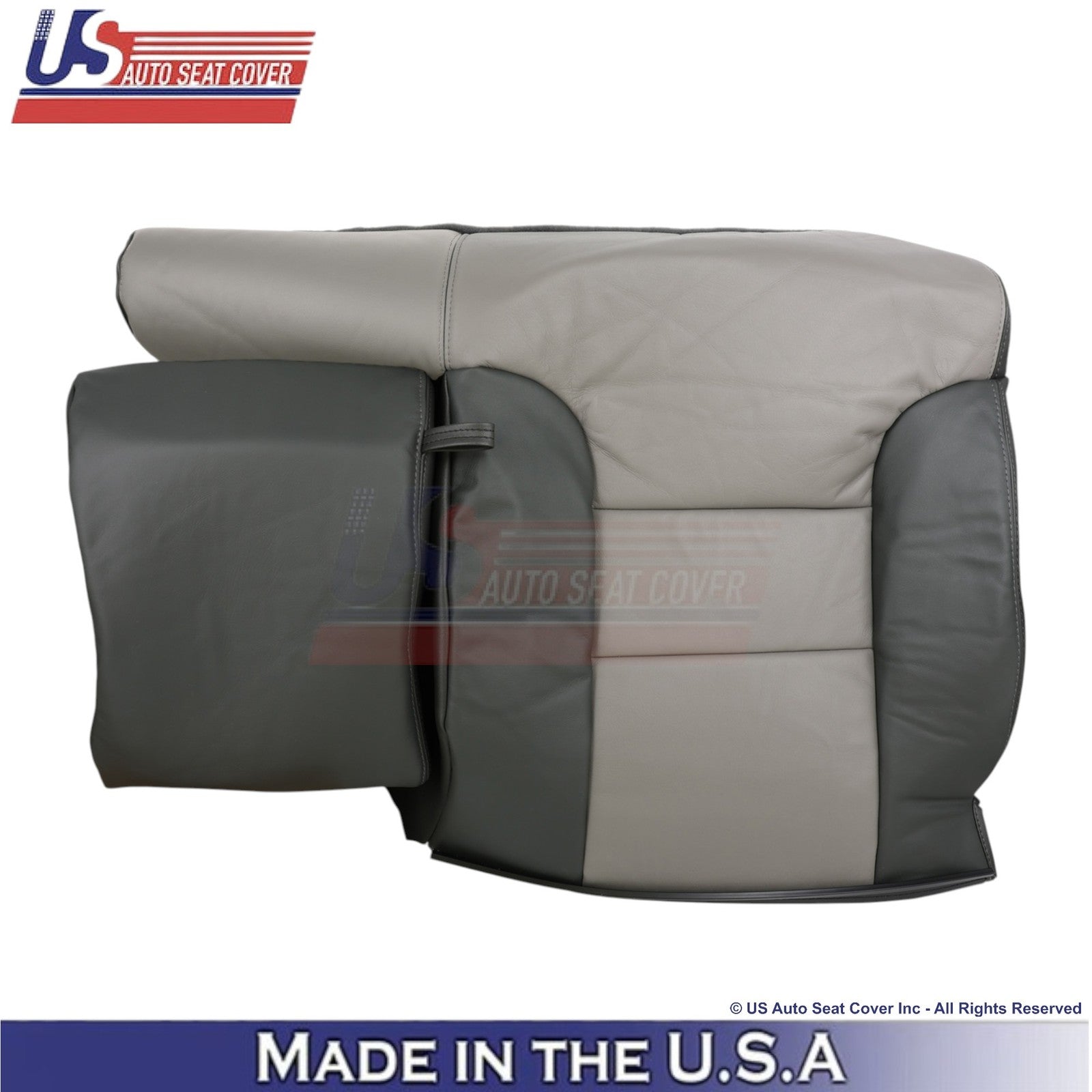 1999-2000 For Chevy Tahoe-Silverado Genuine Leather Rear Bench Covers 2Tone Gray
