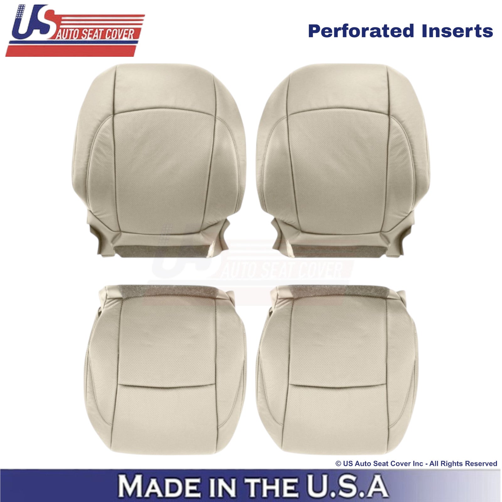 2007-2012 For Lexus ES350 Leatherette Perf. Front Seat Covers Parchment Tan