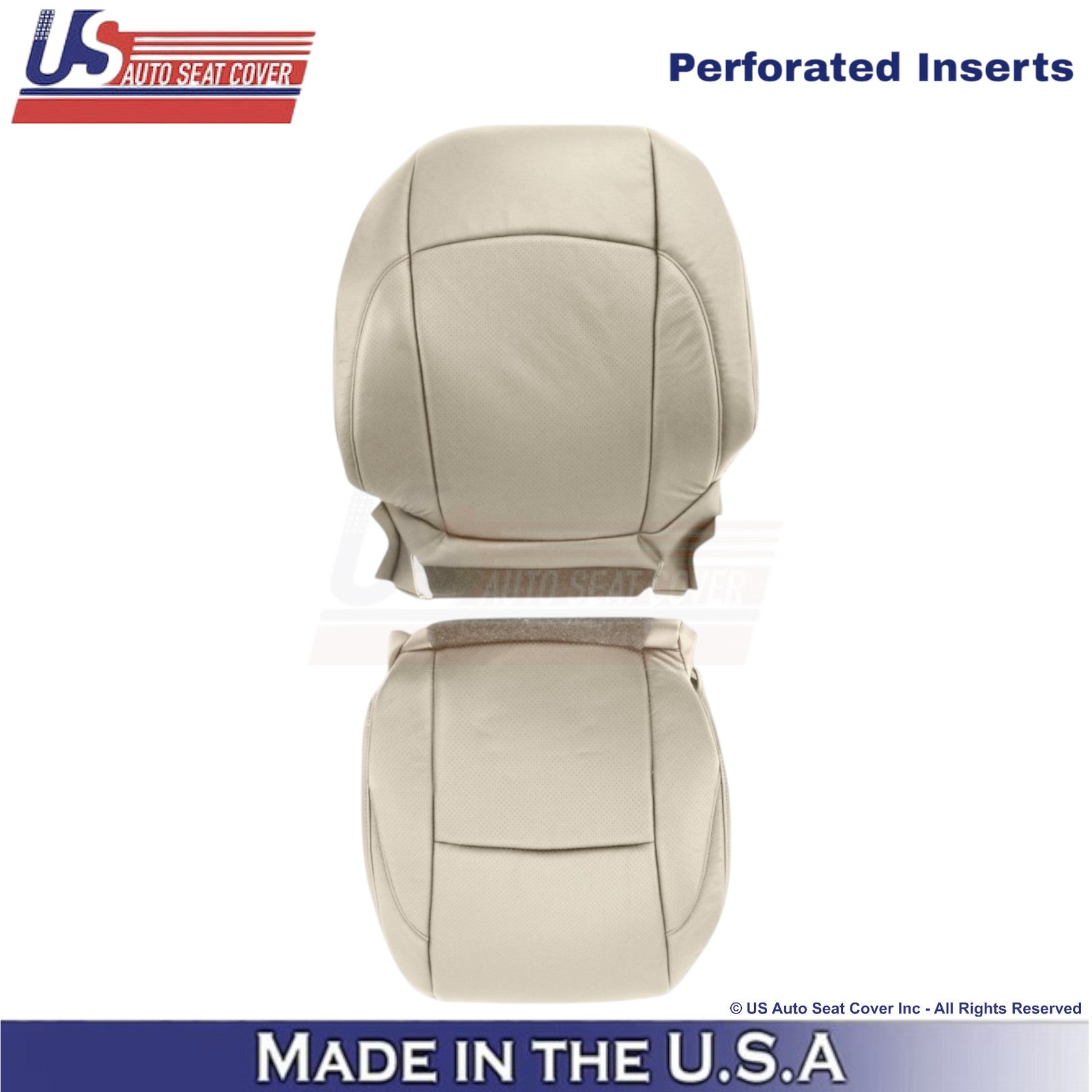 2007-2012 For Lexus ES350 Leatherette Perf. Front Driver Covers Parchment Tan