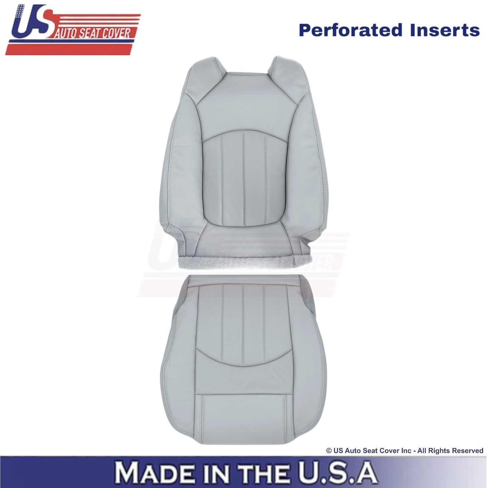 2013-2017 Fits Chevy Traverse Leatherette Perf. Front Seat Covers Light Titanium