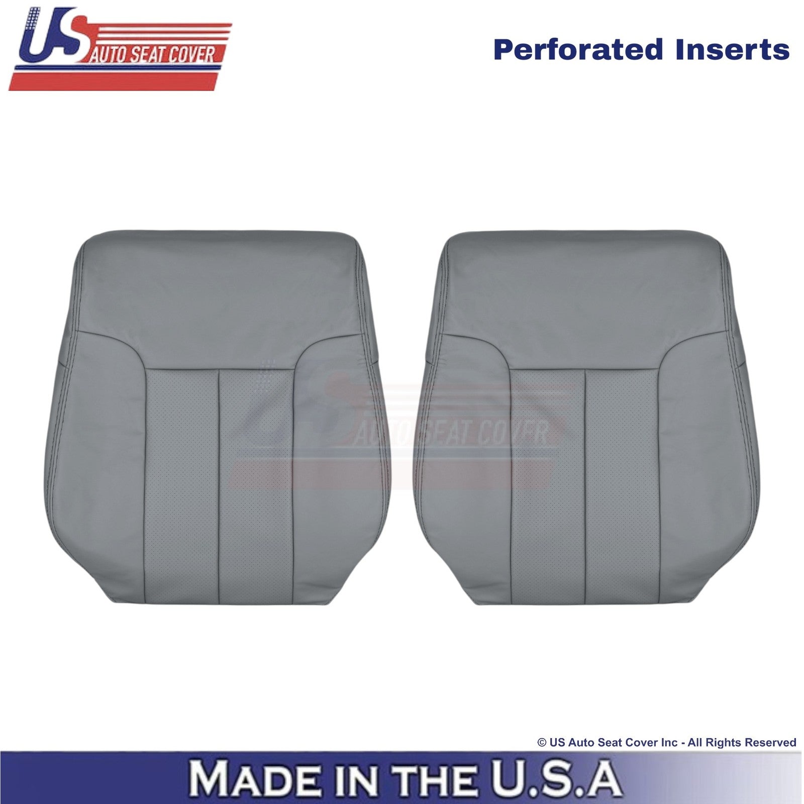 2011-2014 Fits Ford F150 Lariat Leatherette Perf. Front Top Seat Covers Steel