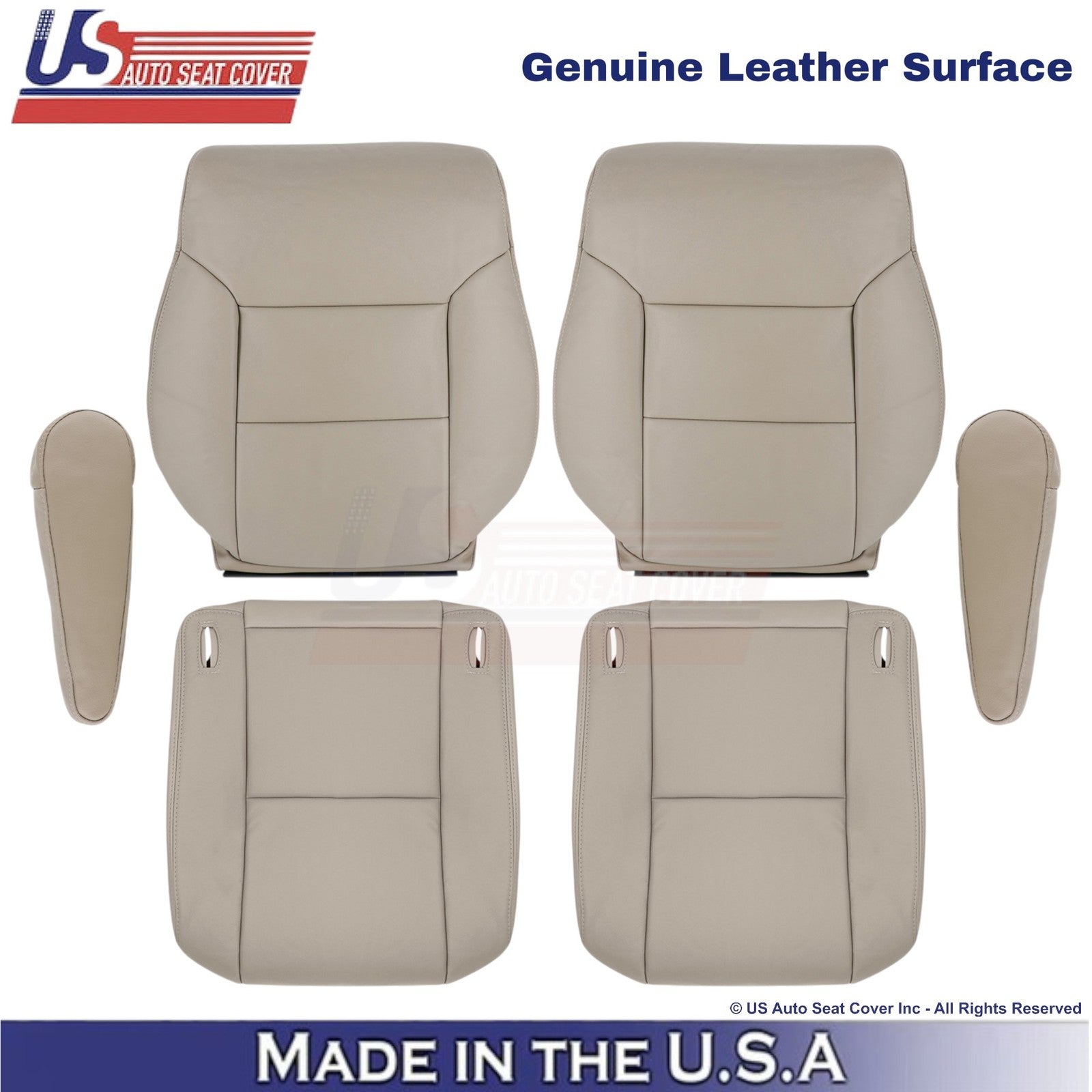 1998-2003 Fits Toyota Sienna Genuine Leather Front Replacement Covers Light Oak