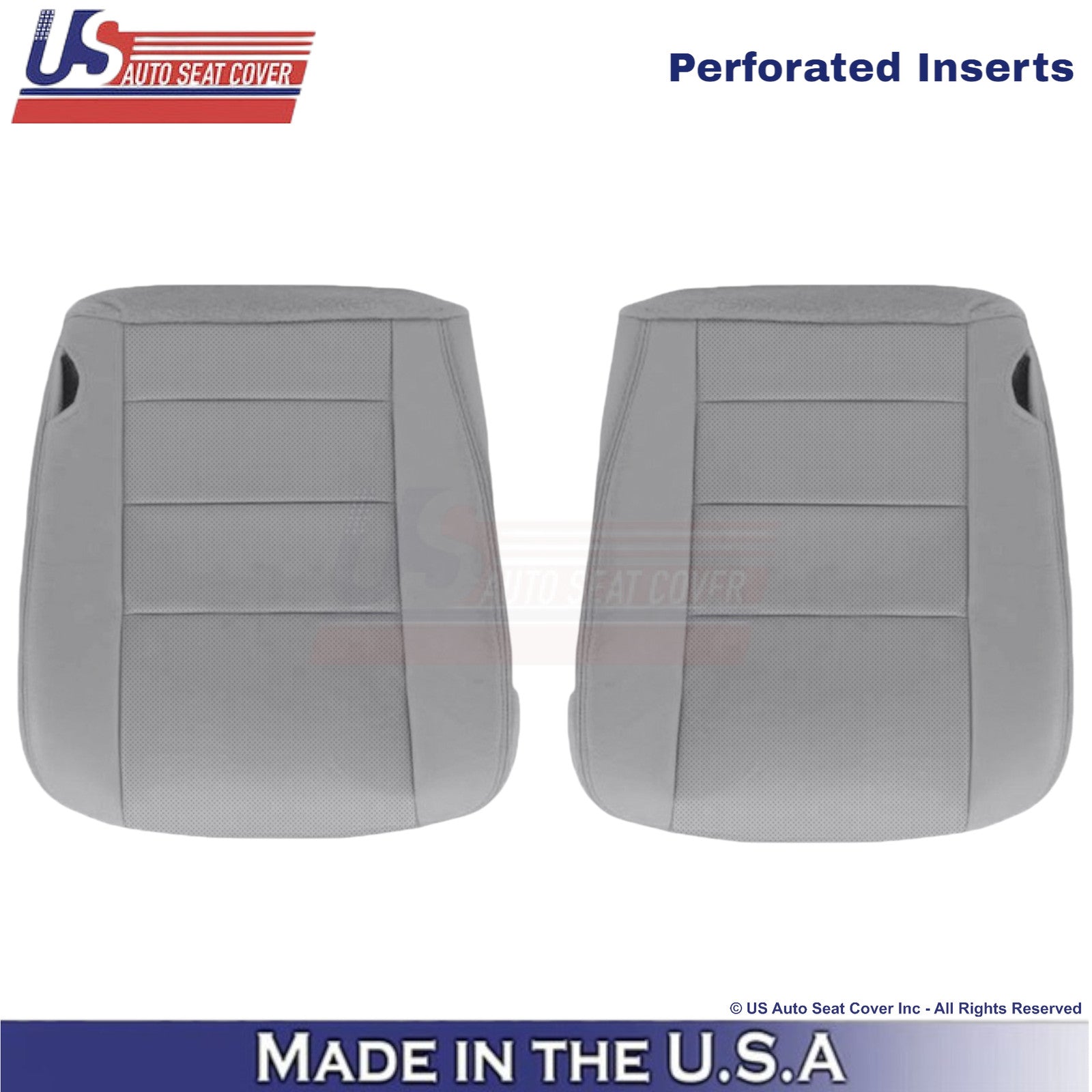 2002-2003 Fits Ford F250 F350 Lariat Leather Perf Front Bottom Seat Covers Gray