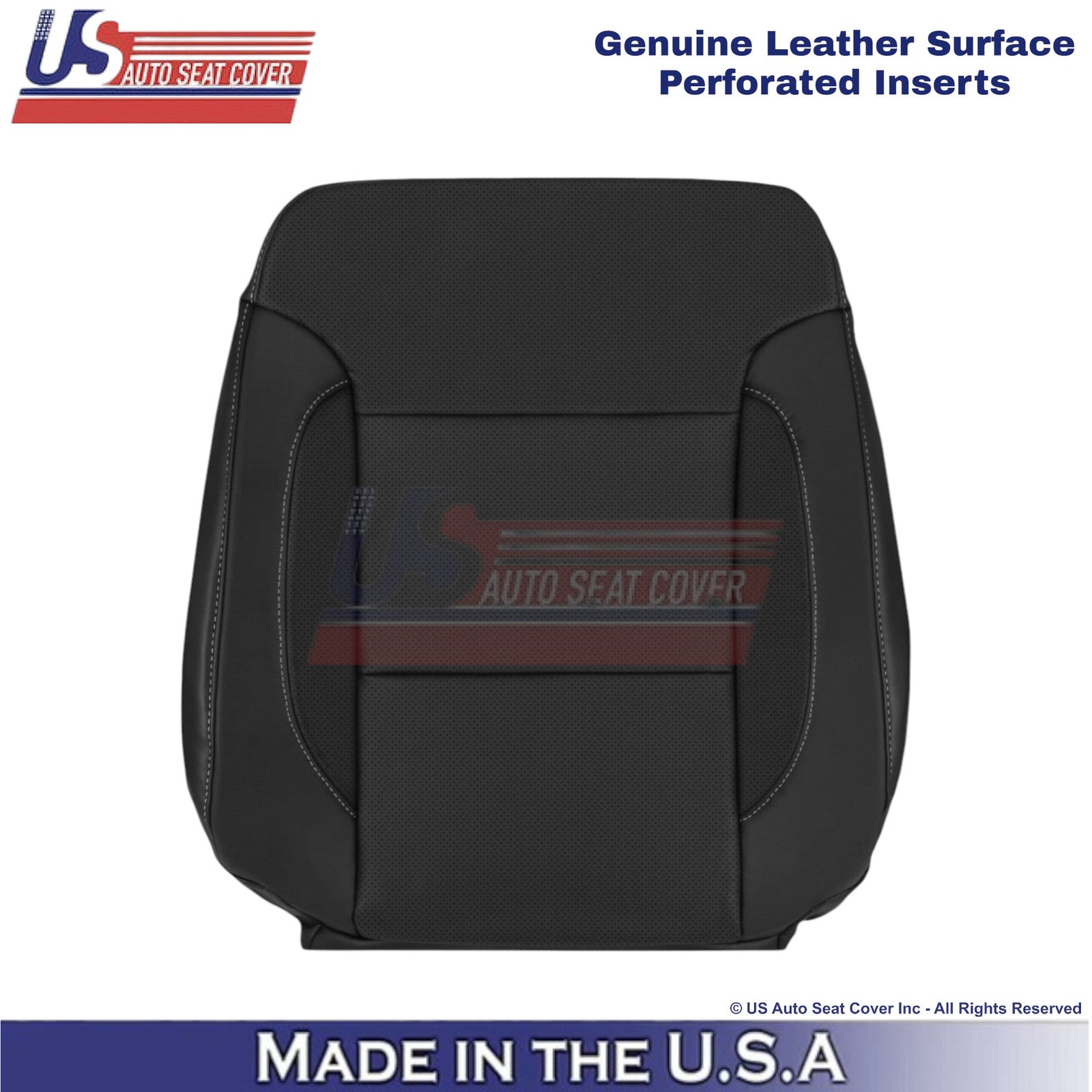 2015-2020 For Chevy Tahoe Genuine Leather w Perf. Driver Top Cover Jet Black