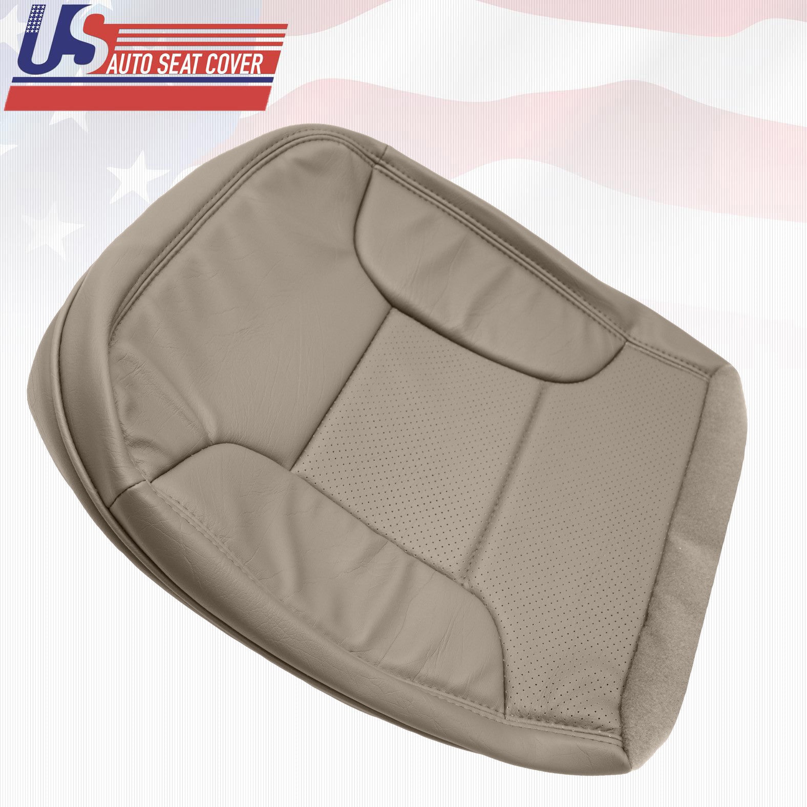 1992 - 1996 Ford Bronco Driver Bottom Vinyl Seat Cover Perforated Med. Mocha Tan