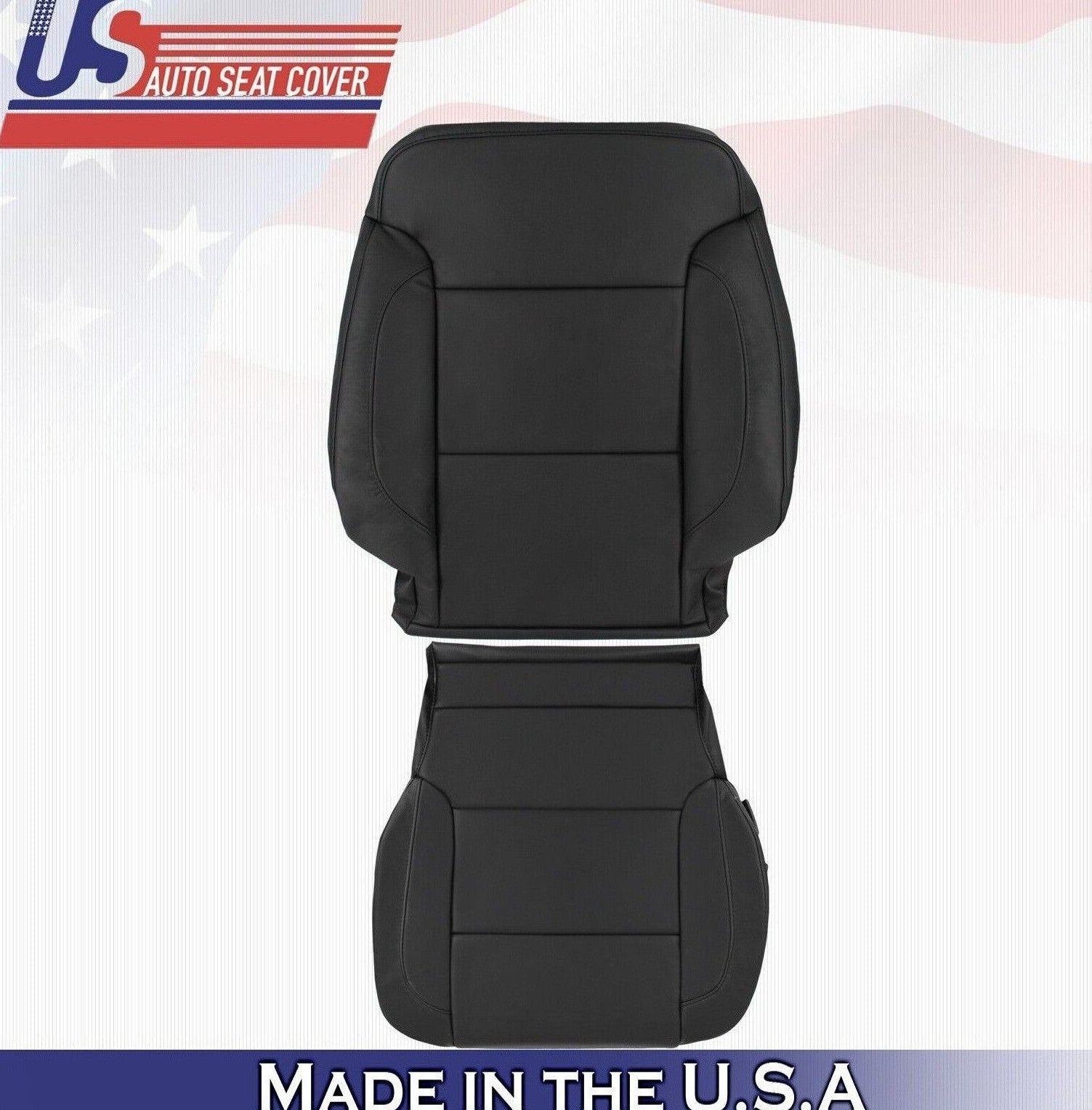 2018 2019 For Chevy Suburban Driver Top & Bottom Leather Seat Covers Black