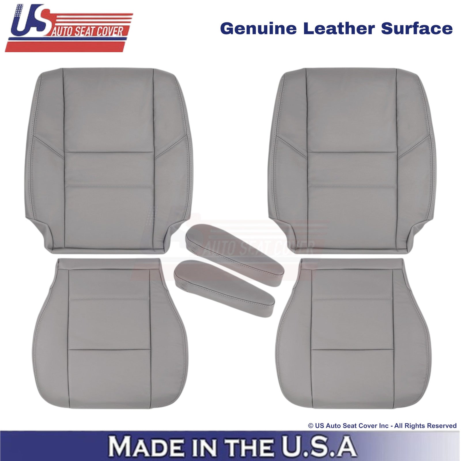 2001-2007 Fits Toyota Sequoia Genuine Leather Front w/Armrest Seat Covers Gray