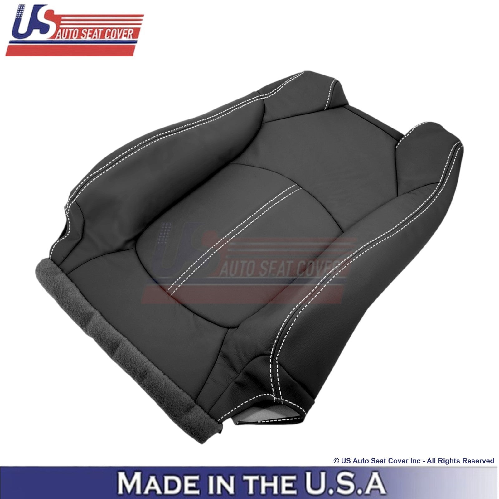 2013-2017 Fits Chevy Traverse Genuine Leather Front Top Covers Ebony-White Stch