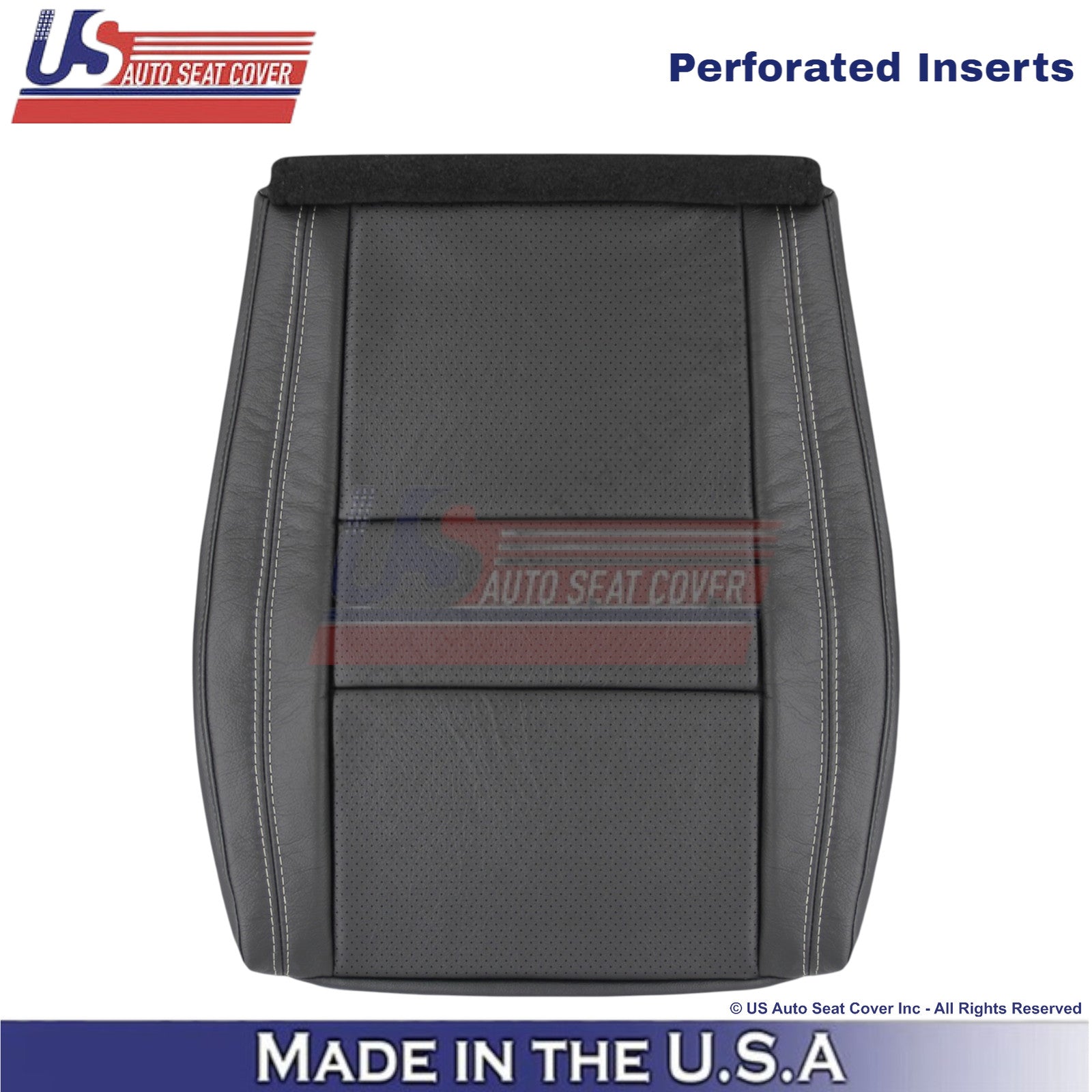 2011-2025 For Dodge Durango Genuine Leather Front Covers Black w/ White Stitch