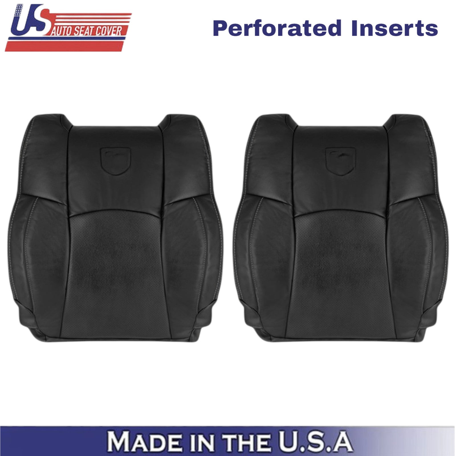 2009-2012 For Dodge Ram 2500 Leatherette Front Top Covers Black-White Stitching