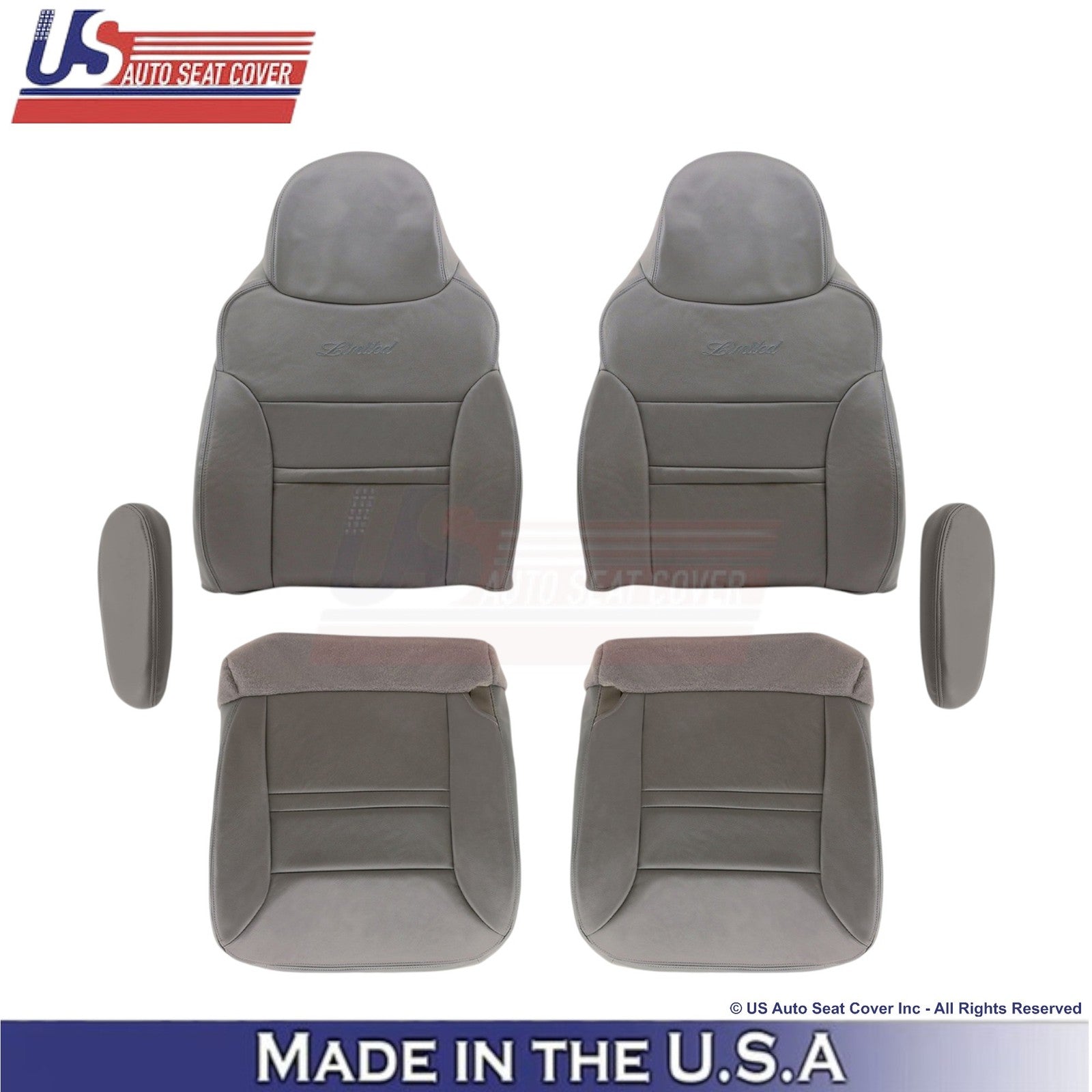 2000-2001 For Ford Excursion Leatherette Front w/ Armrest Covers Medium Graphite