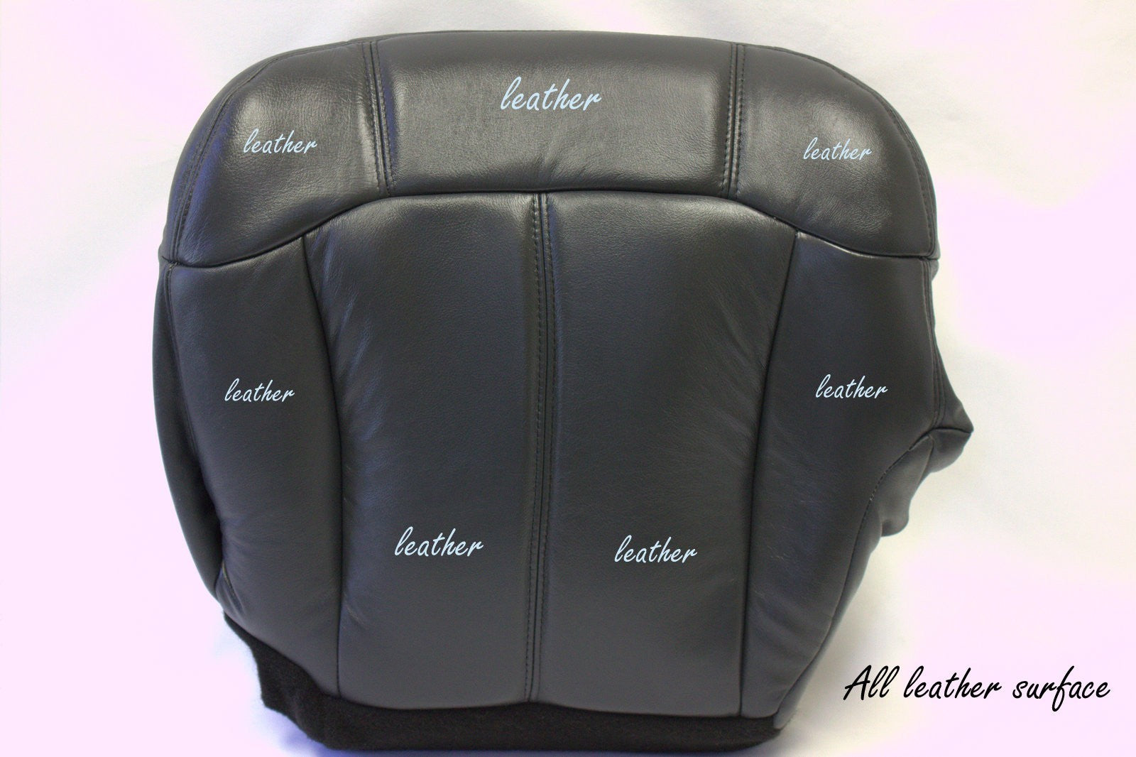 99 -02 Chevy GMC 1500 HD 2500 HD 3500 Driver Bottom Leather Seat Cover Dark Gray