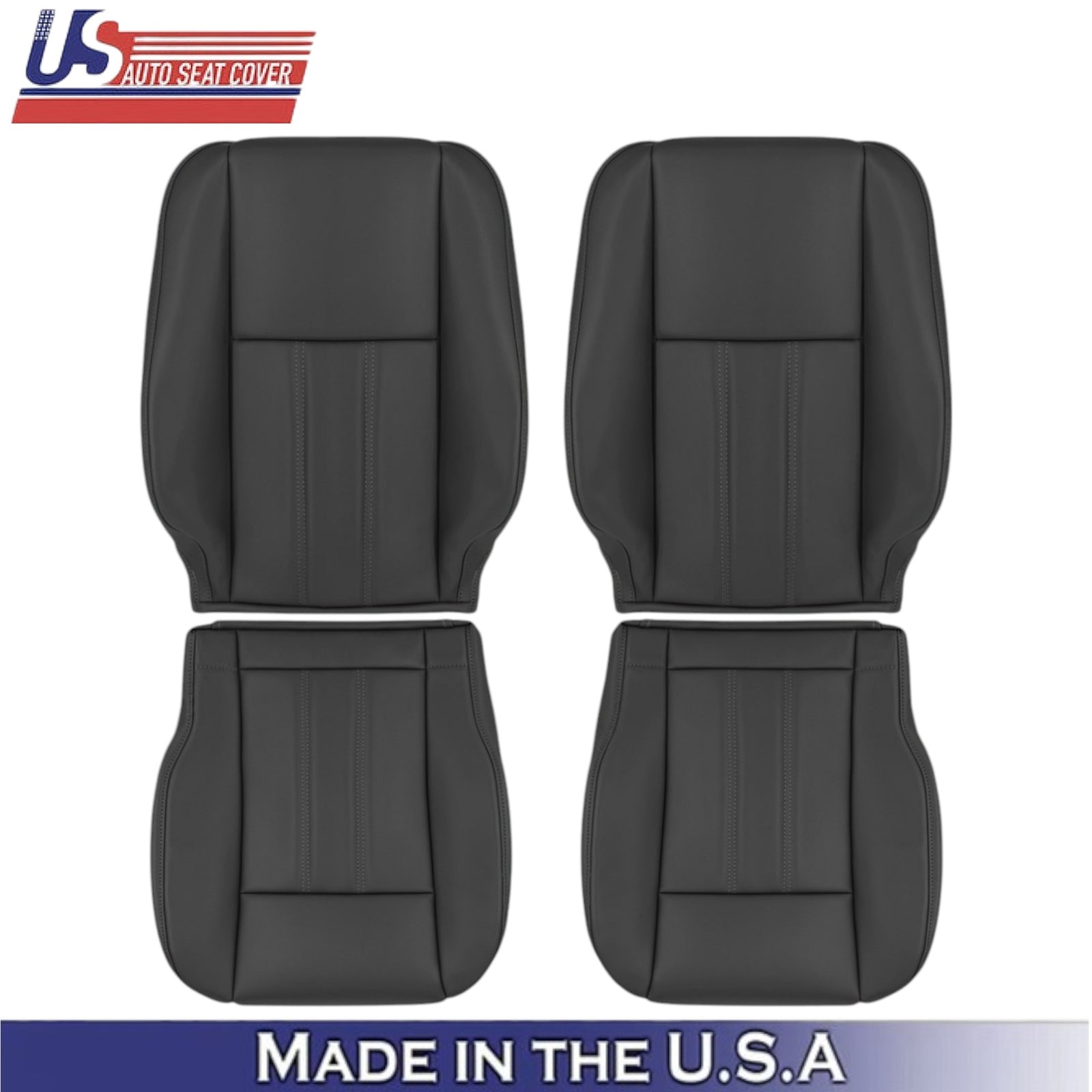 2008-2016 For Chrysler Town & Country Leatherette Front Seat Covers Black
