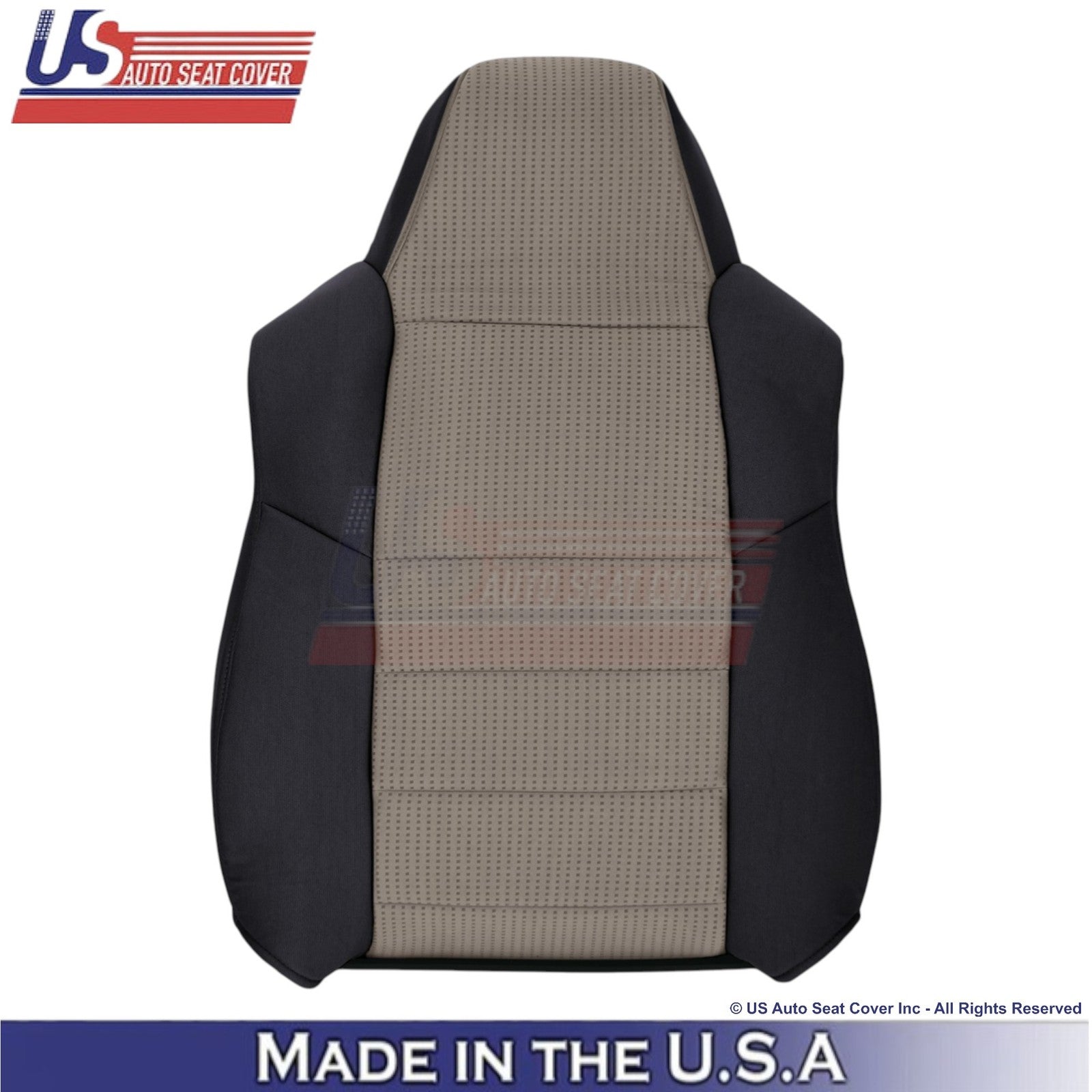 2008-2010 For Ford F250 XLT Cloth Passenger Side Seat Covers 2-Tone Black & Gray
