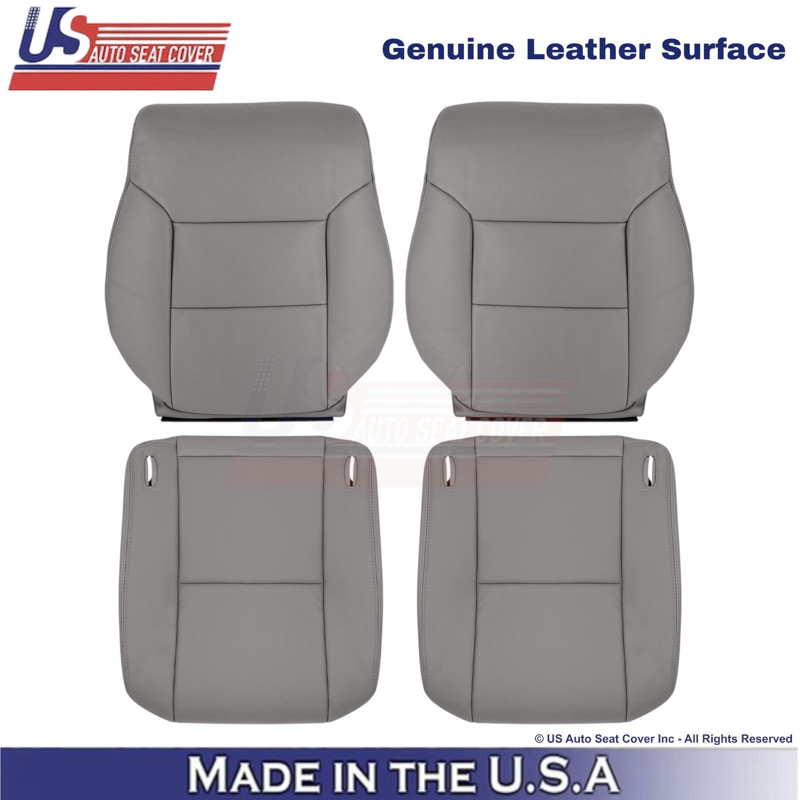 1998-2003 For Toyota Sienna Genuine Leather Front Replacement Seat Covers Gray