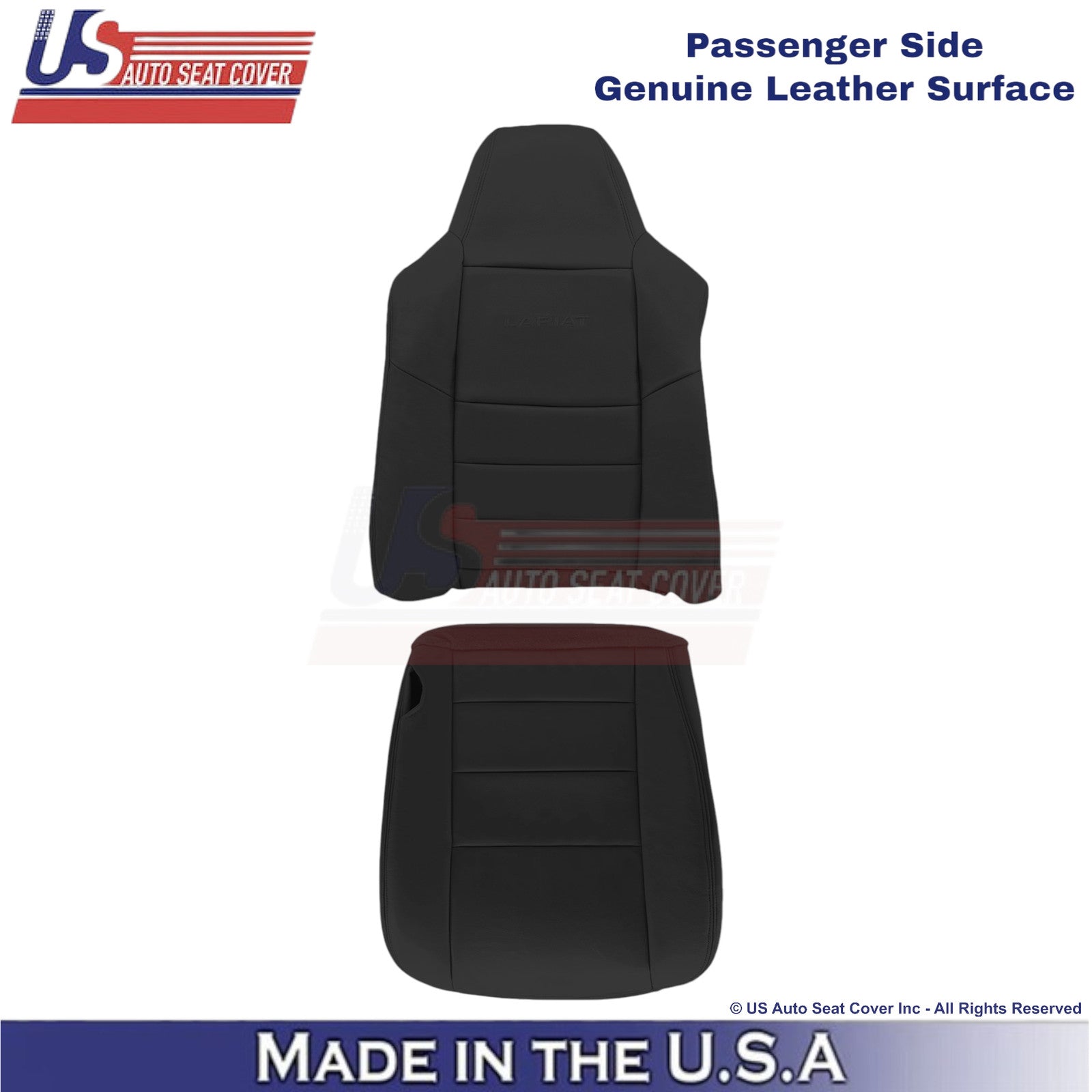 2004-2007 Fits Ford F250 F350 Lariat Leather Front Passenger Side Covers Black