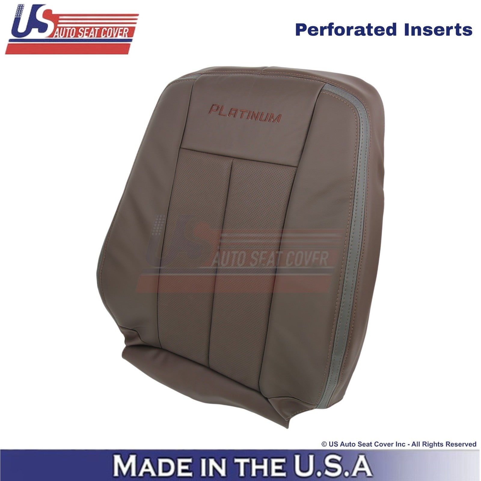 2015-2017 Fits Ford Expedition Platinum Leather Driver Top Seat Cover Mesa Brown