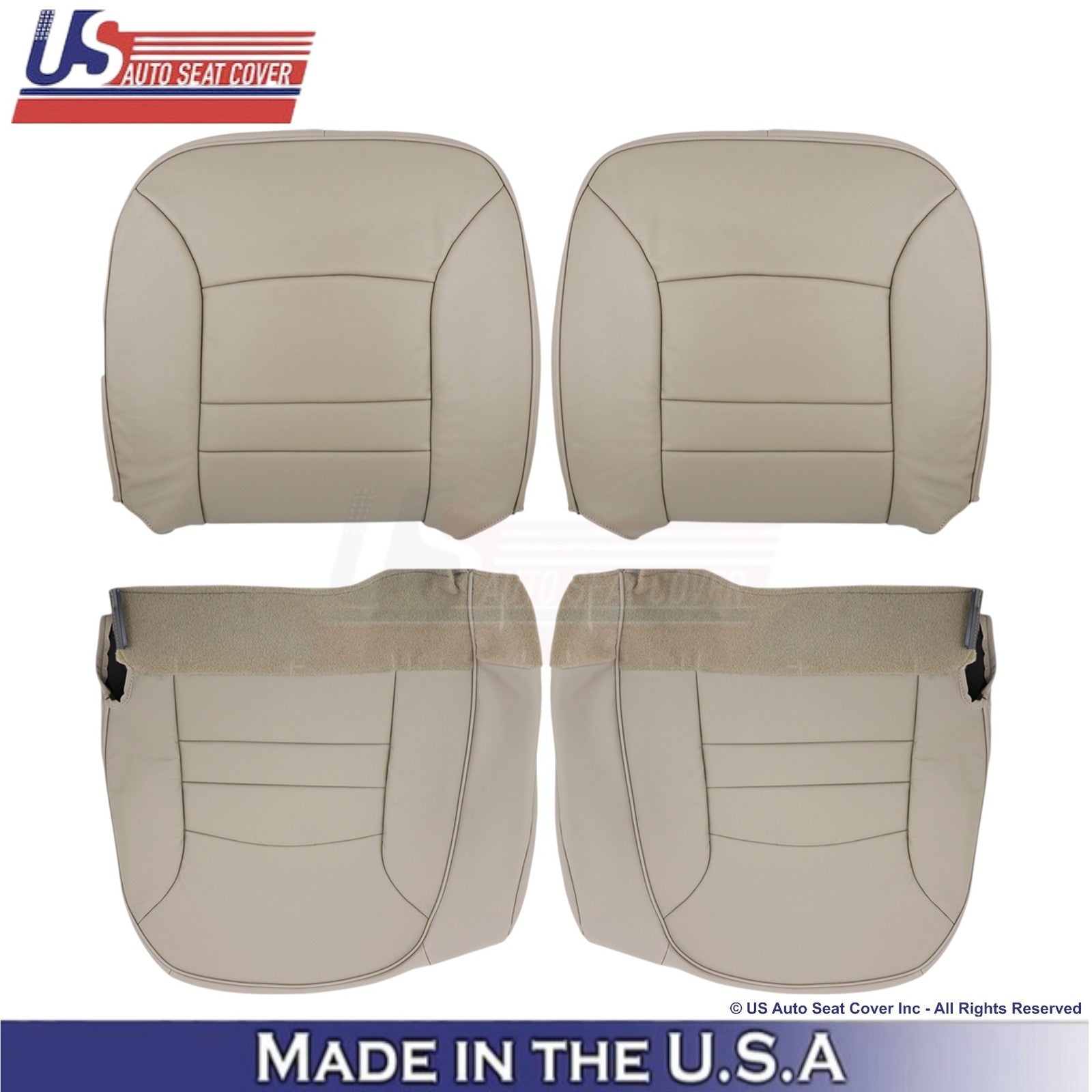 1998-2002 Fits Ford Crown Victoria Leatherette Front Replacement Seat Covers Tan