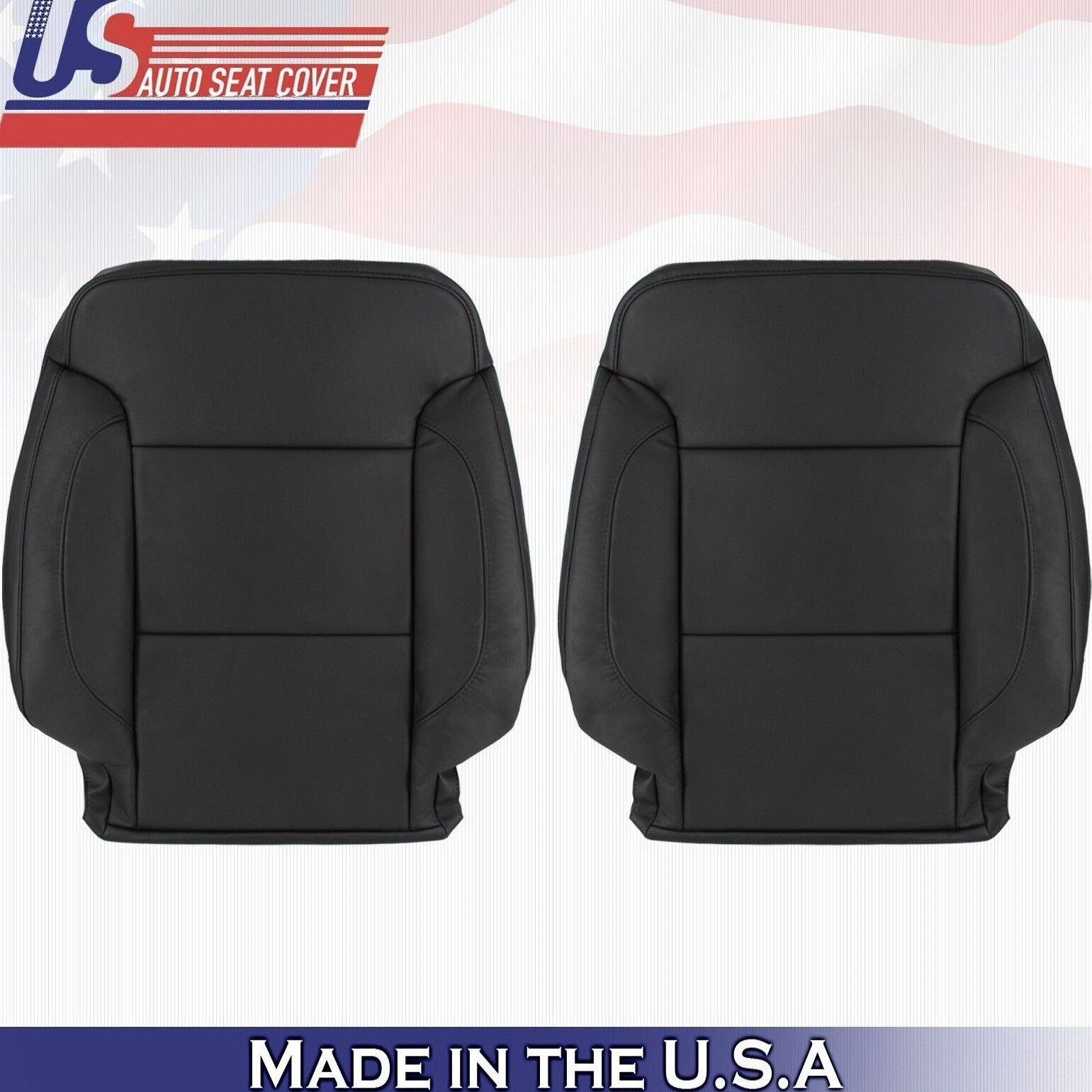 2015 2016 2017 For Chevy Tahoe Driver & Passenger 2x Top Leather Seat Covers BLK