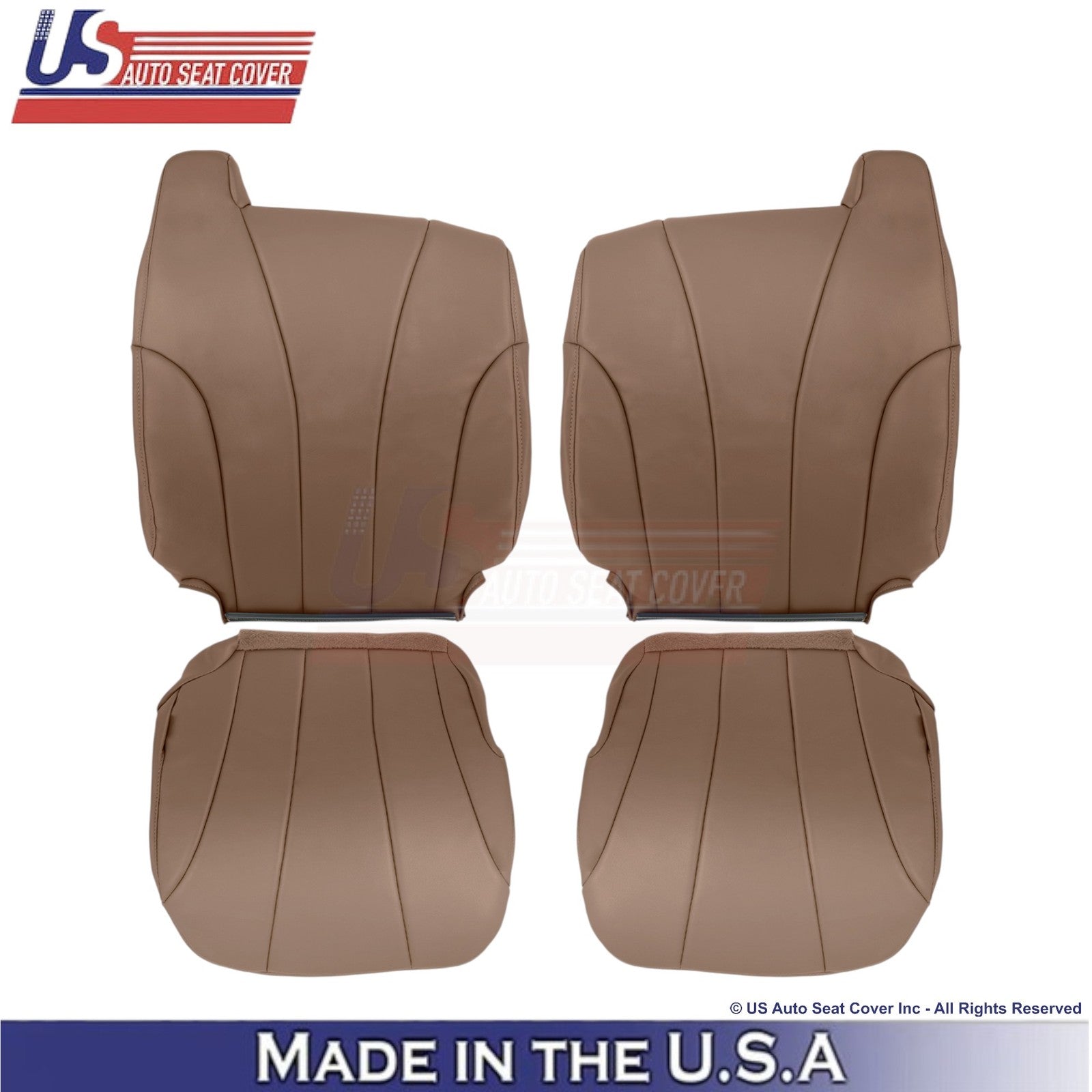 1999-2000 For Chevy Silverado W/T Leatherette Front Seat Covers Medium Dark Oak