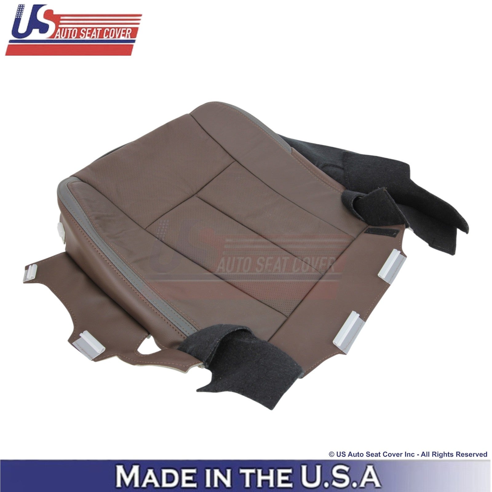 2015-2017 For Ford Expedition Platinum Leather Passenger Bottom Seat Cover Brown
