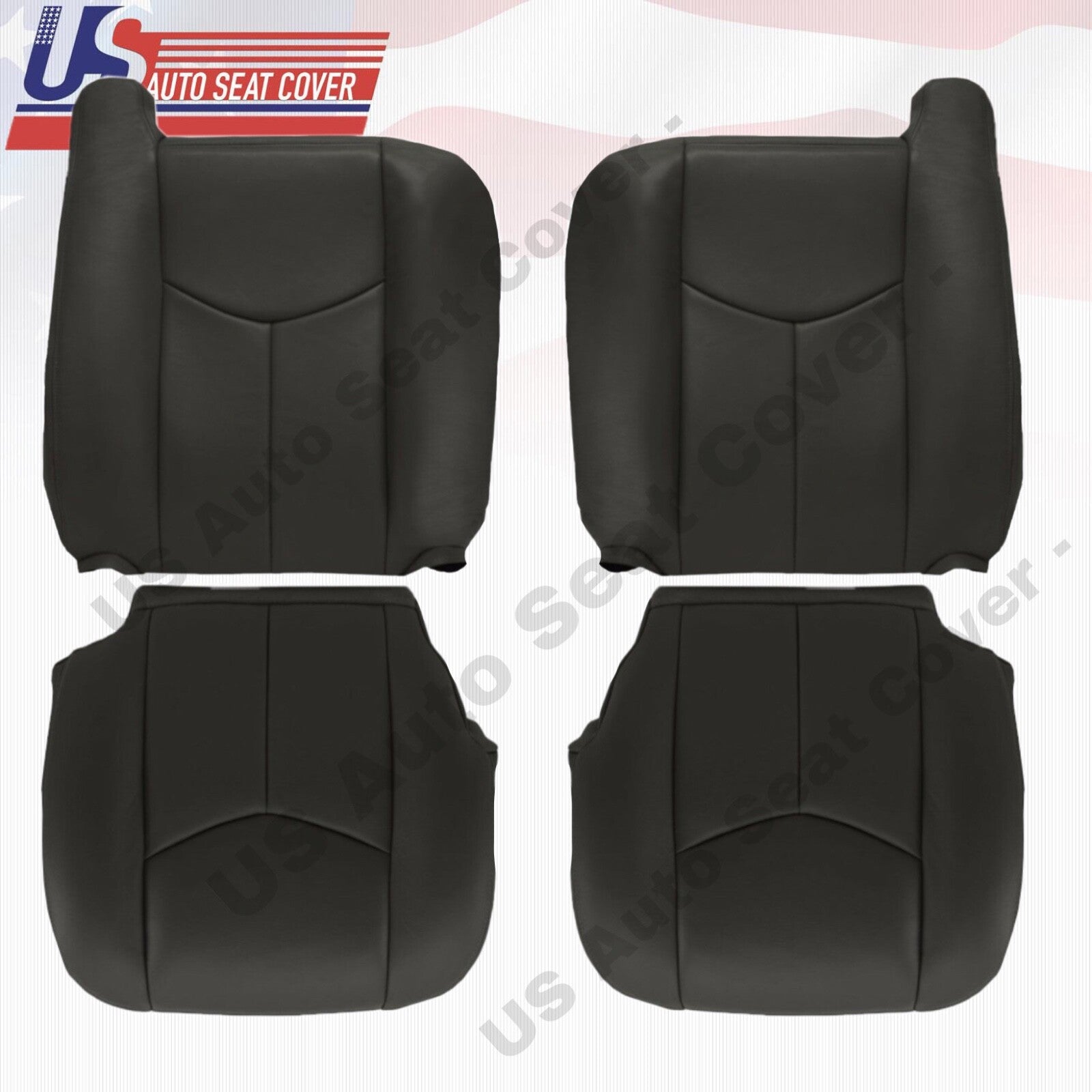 2003-2006 Fits Chevy Silverado Front Tops Bottoms leather dark gray No armrests