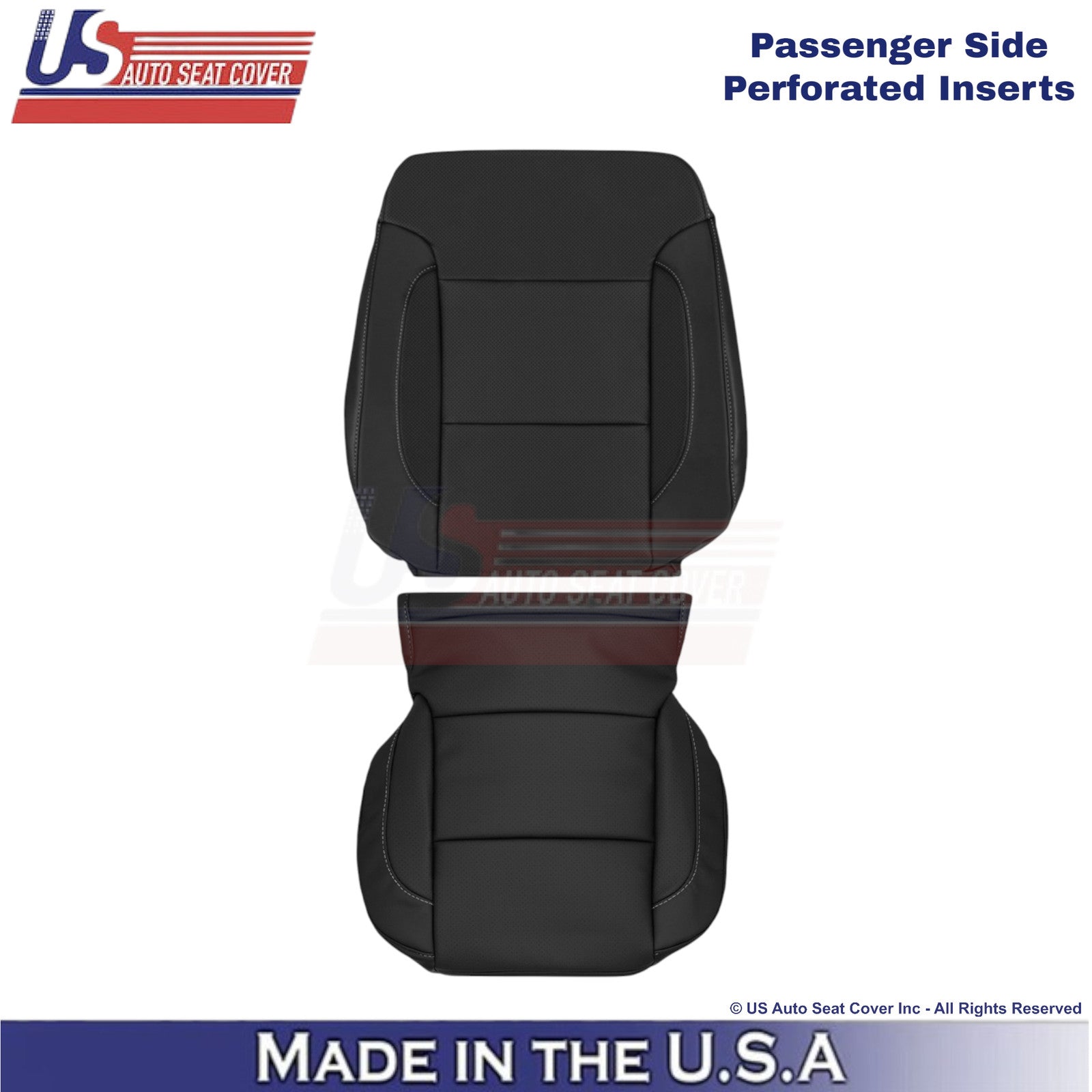 2015-2020 Fits Chevy Tahoe Leatherette Perf Front Passenger Covers Jet Black