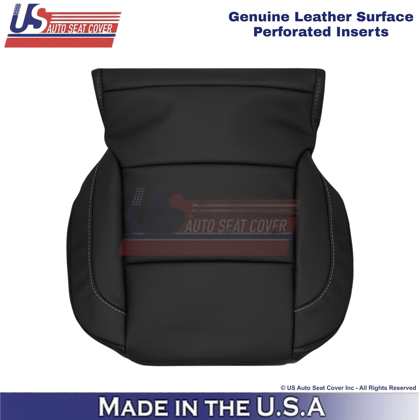 2015-2020 Fits Chevy Tahoe Genuine Leather w Perf. Driver Bottom Cover Black