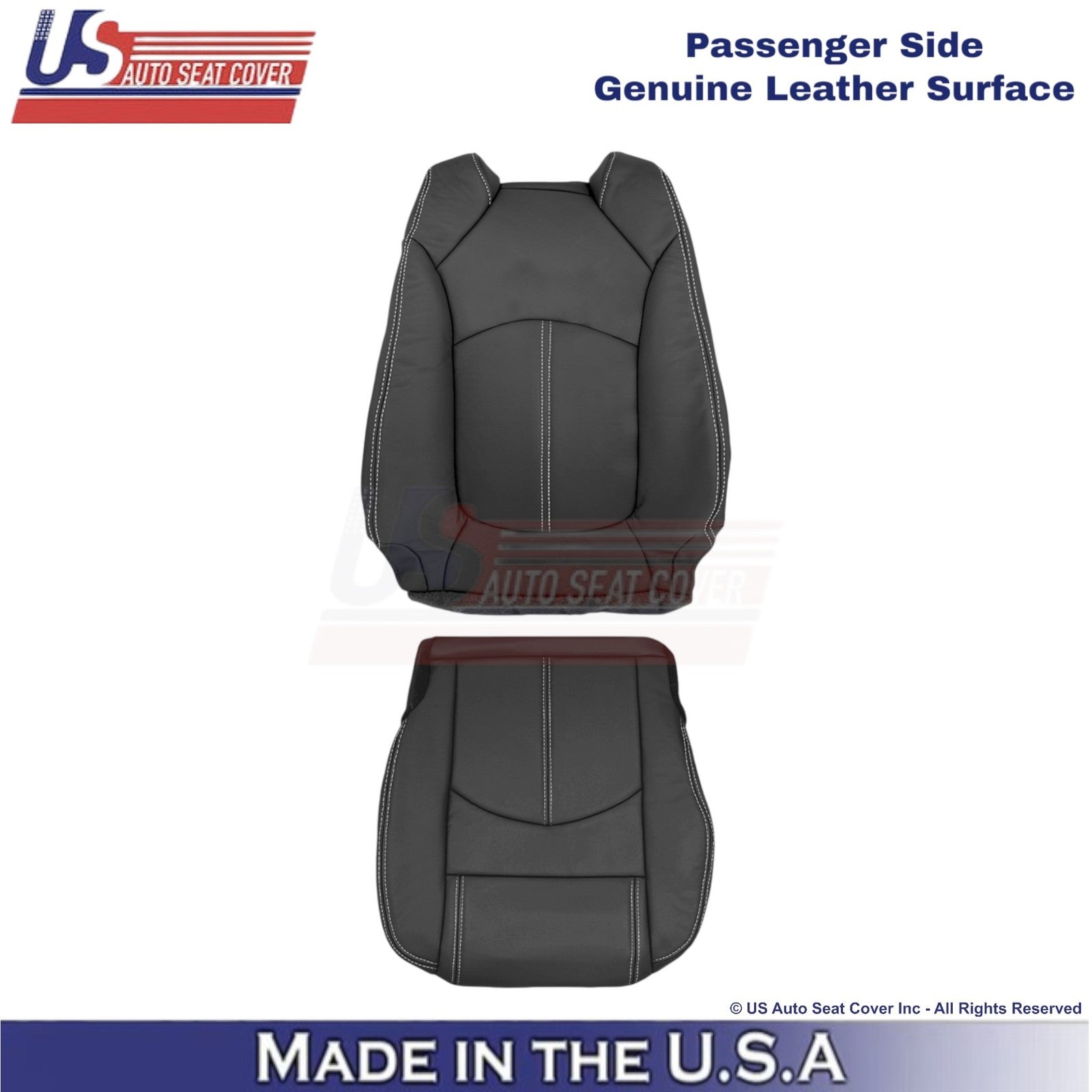 2013-2017 Fits Chevy Traverse Genuine Leather Passenger Side Seat Covers Ebony