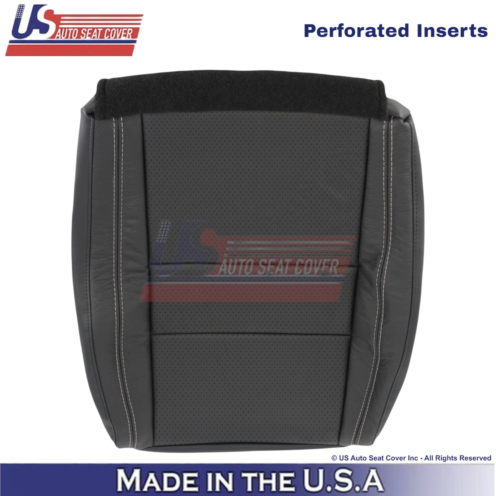 2011-2025 For Dodge Durango Genuine Leather Front Covers Black w/ White Stitch