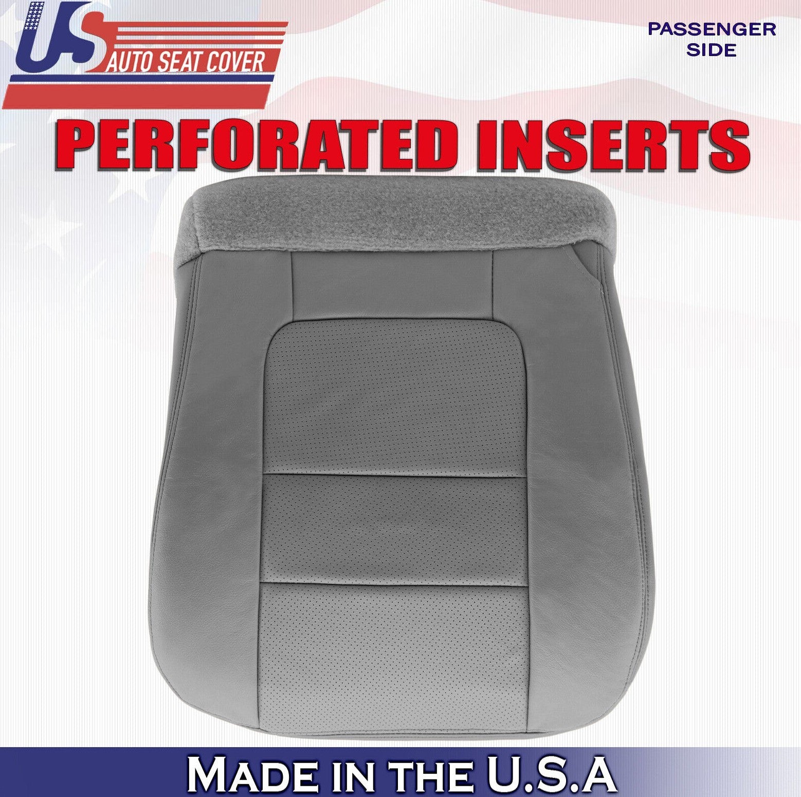 2001 For Ford F450 F550 Lariat Passenger Bottom Perforated Leather Cover Gray