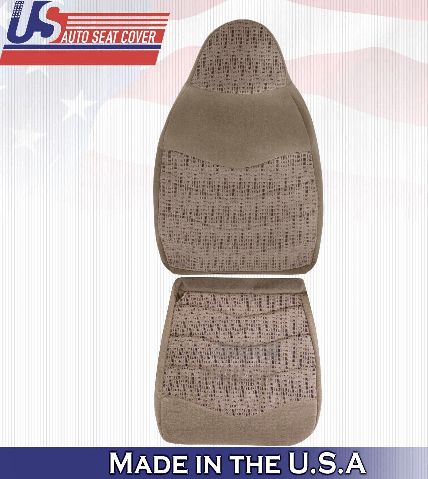 2000 For Ford F450 F550 XLT Driver Side Top & Bottom Cloth Seat Covers Tan