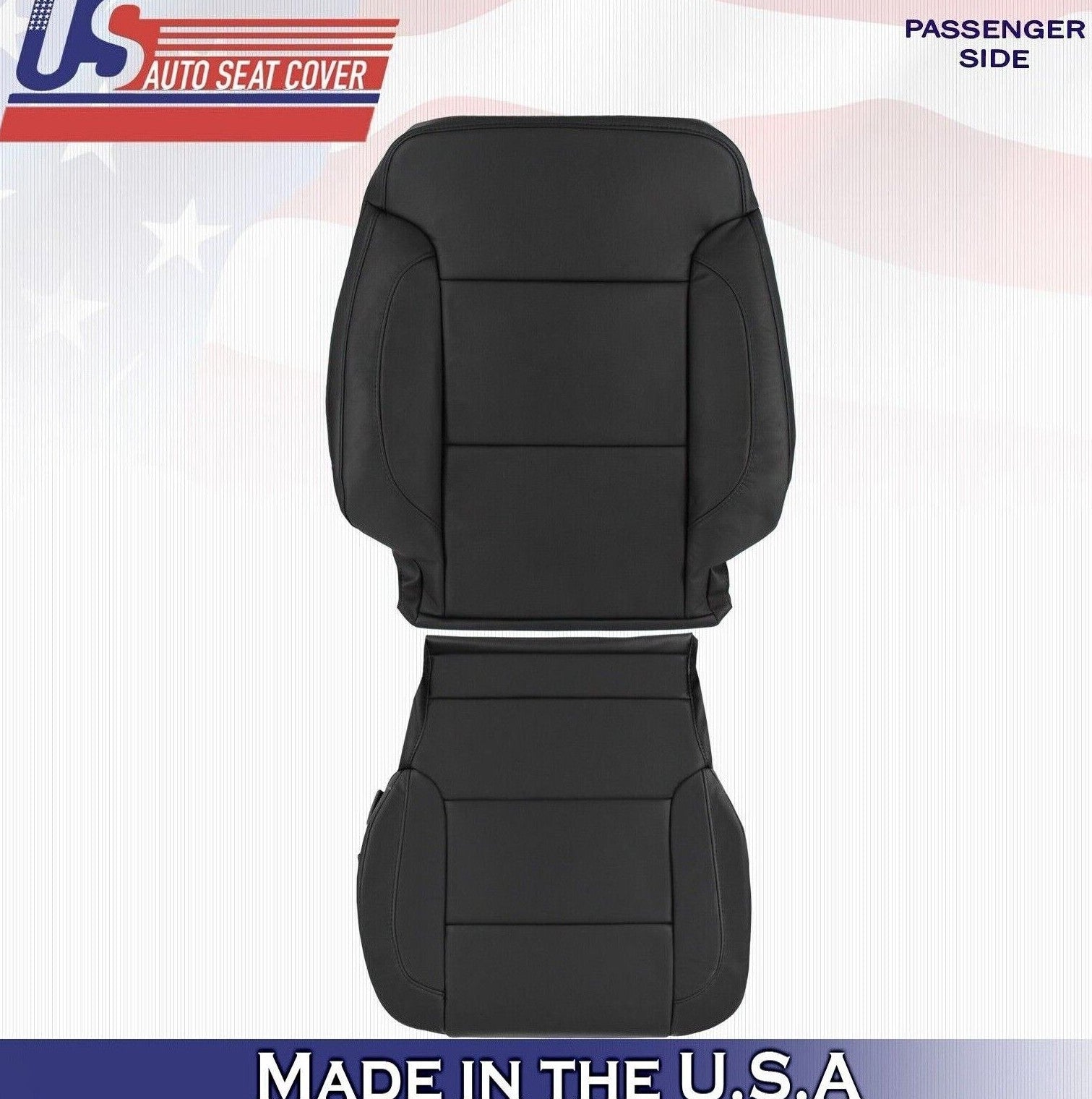 2019 For Chevy Silverado 2500 3500 Passenger Top Bottom Leather Seat Covers BLK