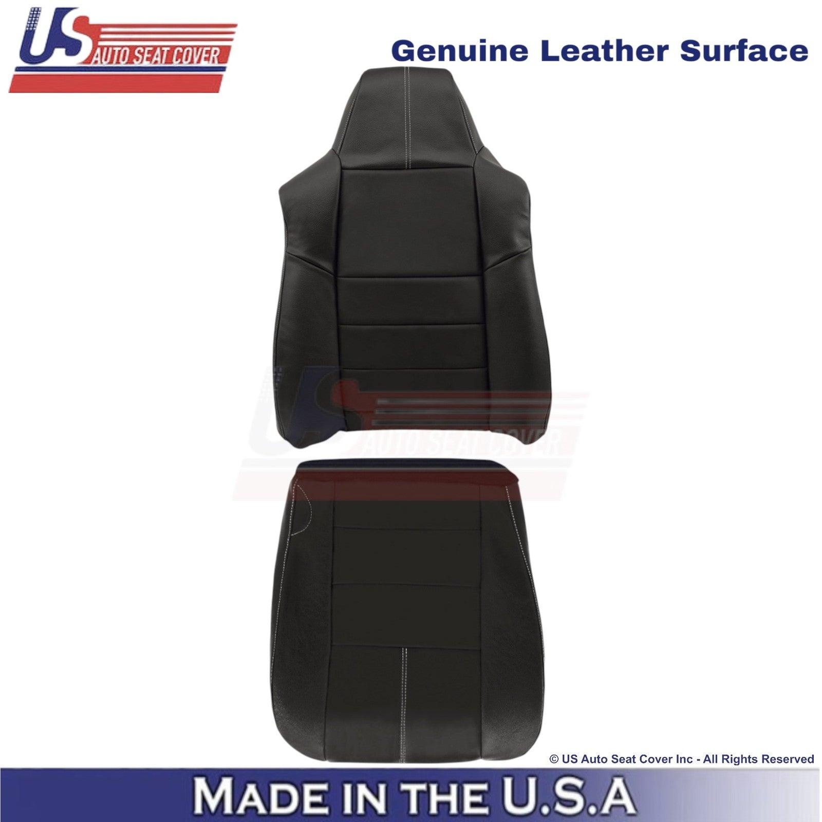 2008-2010 For Ford F250-550 FX4 Leather Driver Side Covers Black/White stitch