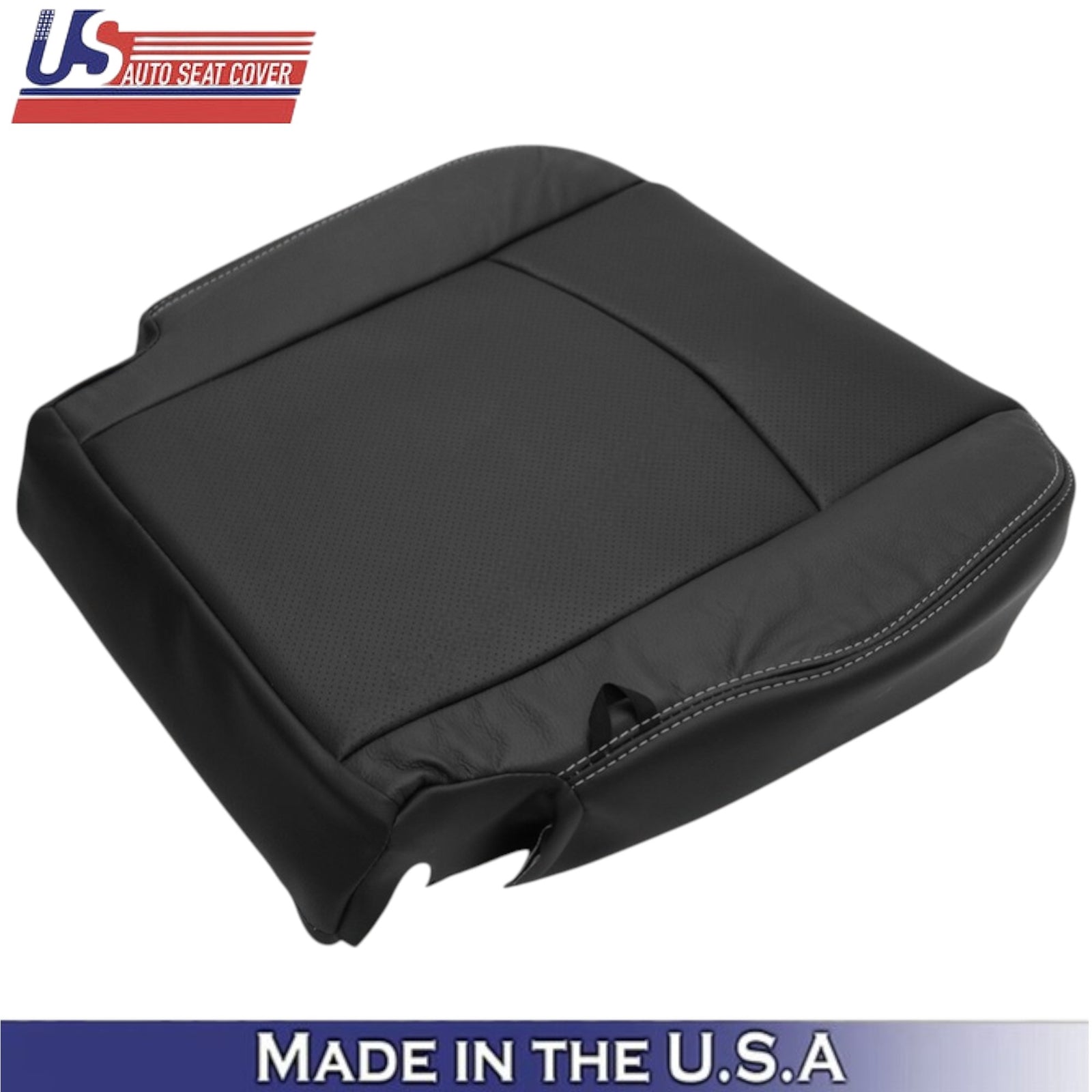 2013-2018 For Dodge Ram 2500 Leather Driver Bottom Cover Black-White Stitching
