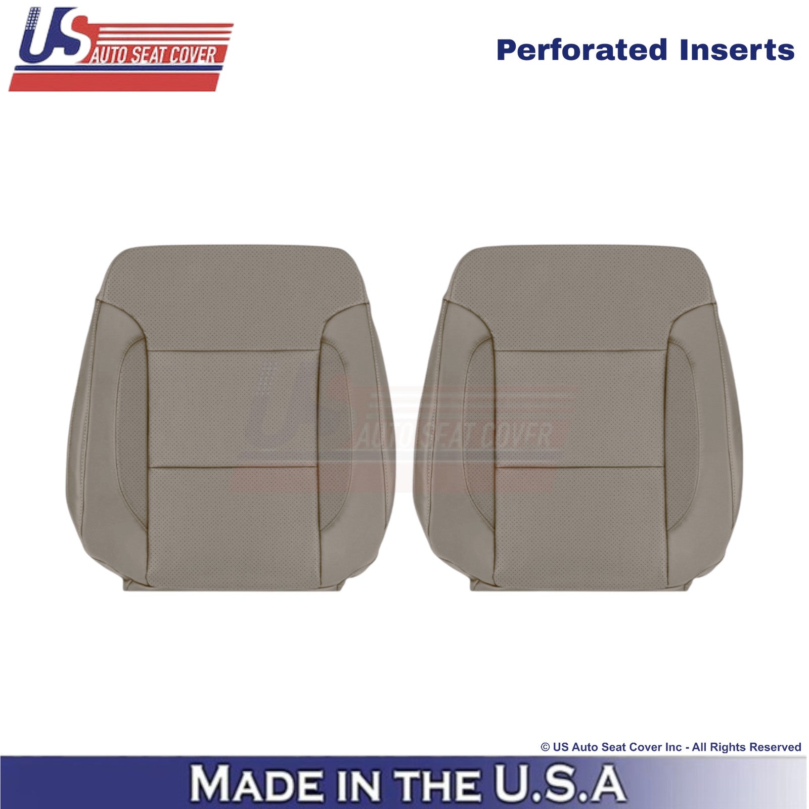 2014-2019 For Chevy Silverado 1500 LT LS Leather Perf Front Top Seat Covers Dune