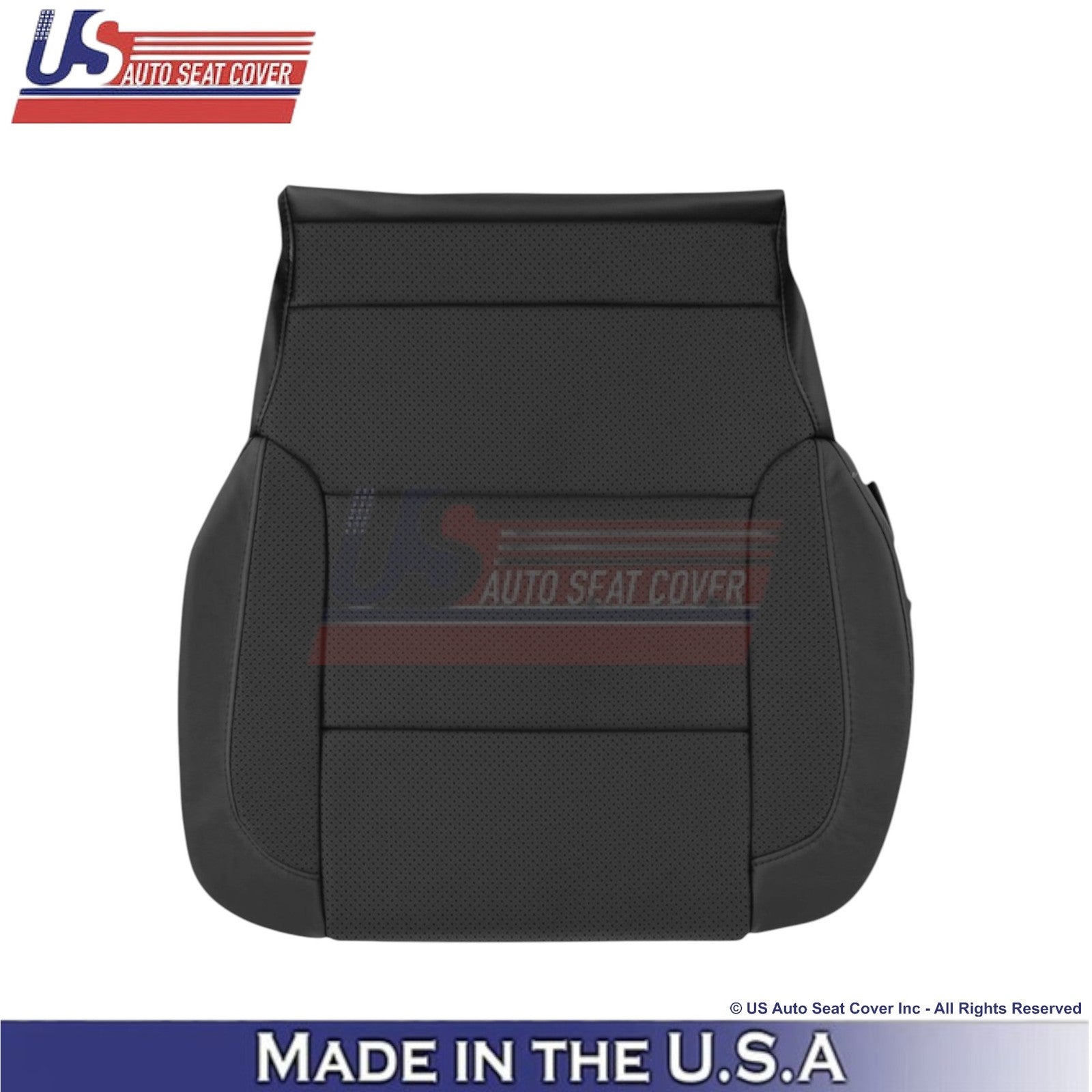 2014-2019 For Chevy Silverado 1500 LT Leatherette Perf Front Bottom Covers Black