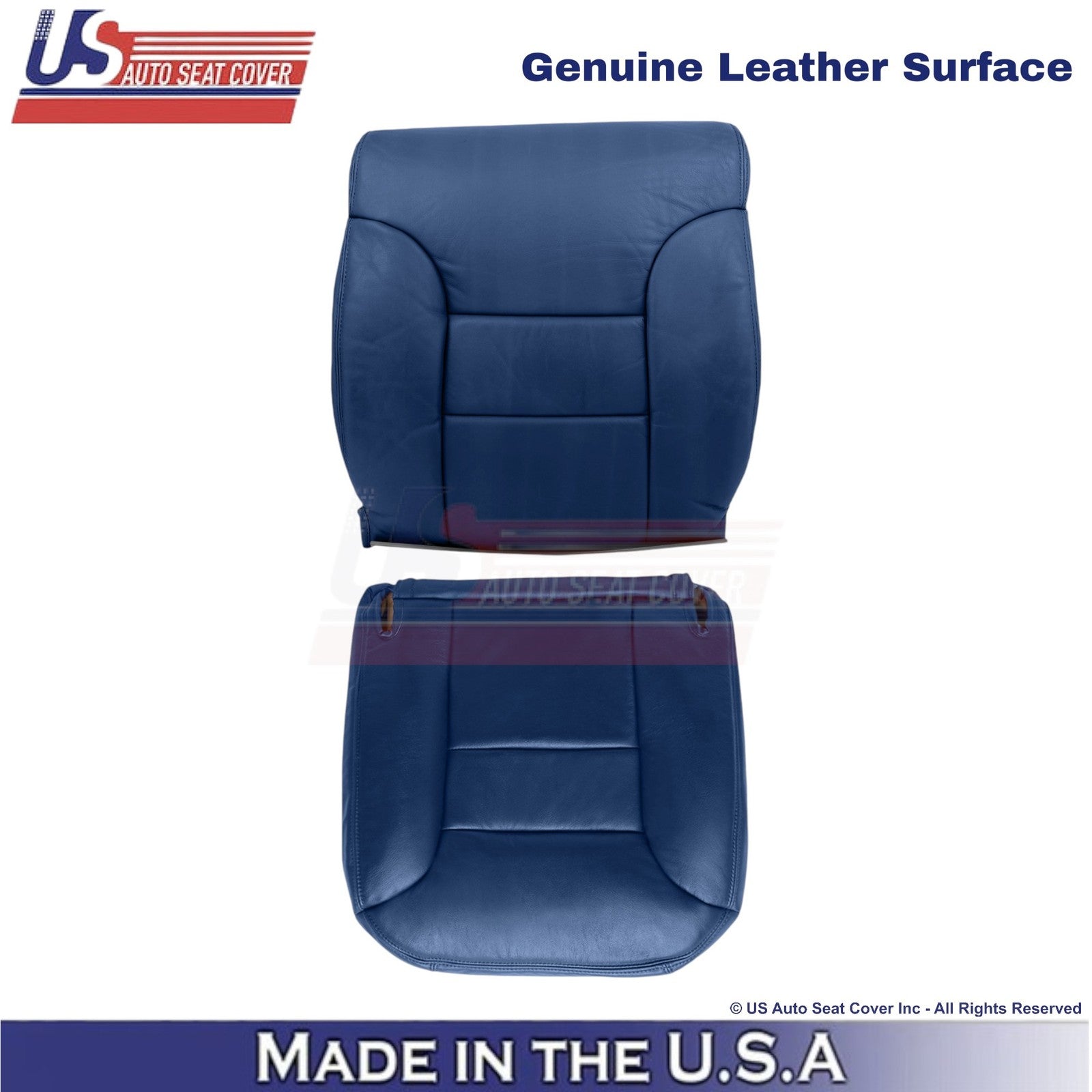 1995-1999 Fits Chevy Suburban Genuine Leather Driver Side Seat Covers Navy Blue