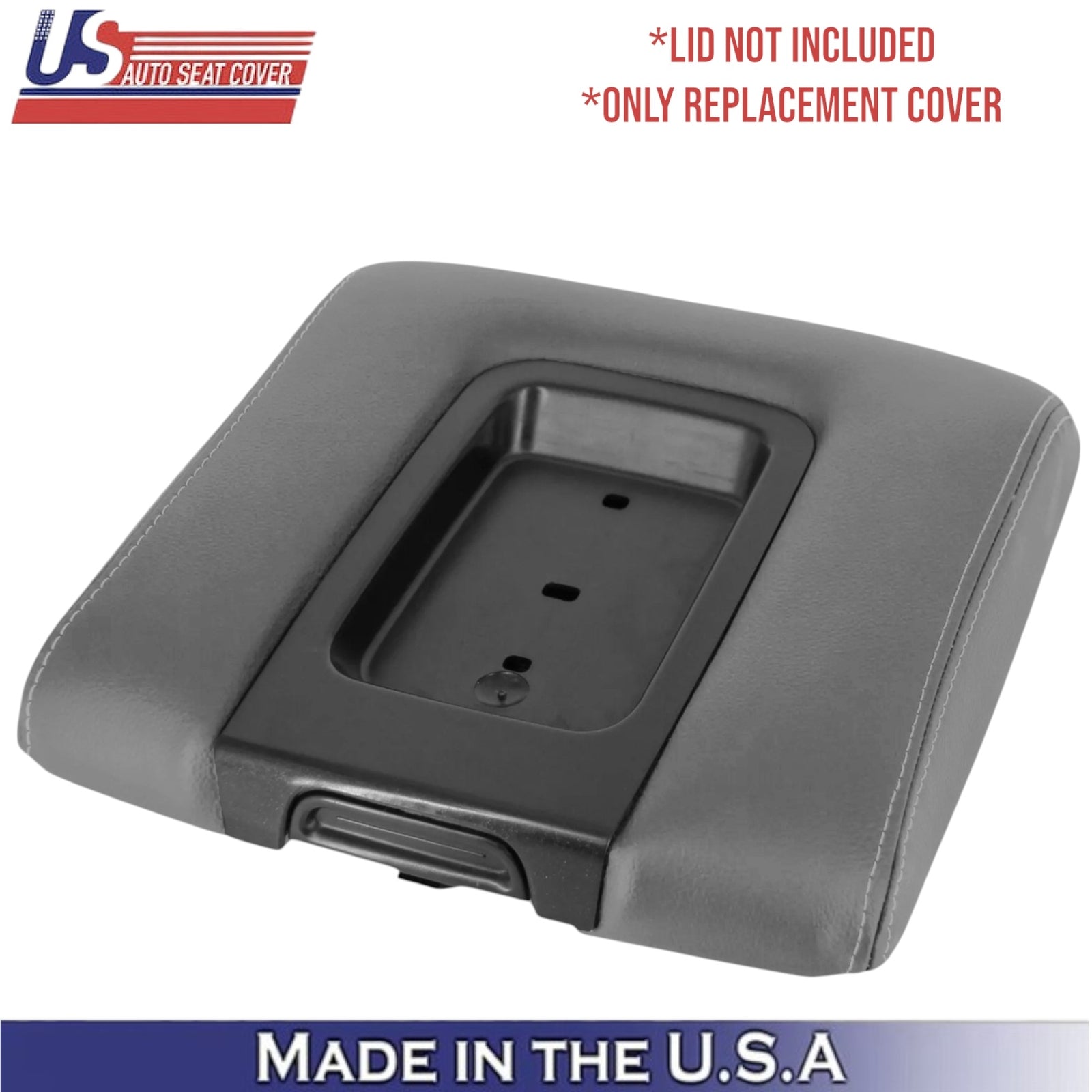 2014-2019 For Chevy Silverado Leatherette Center Console Lid Cover Dk Ash (Gray)