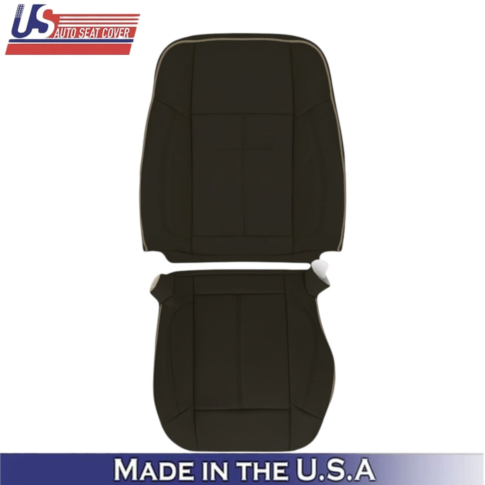 2006-2010 For Hummer H3 Genuine Leather Driver Top & Bottom Seat Covers Ebony